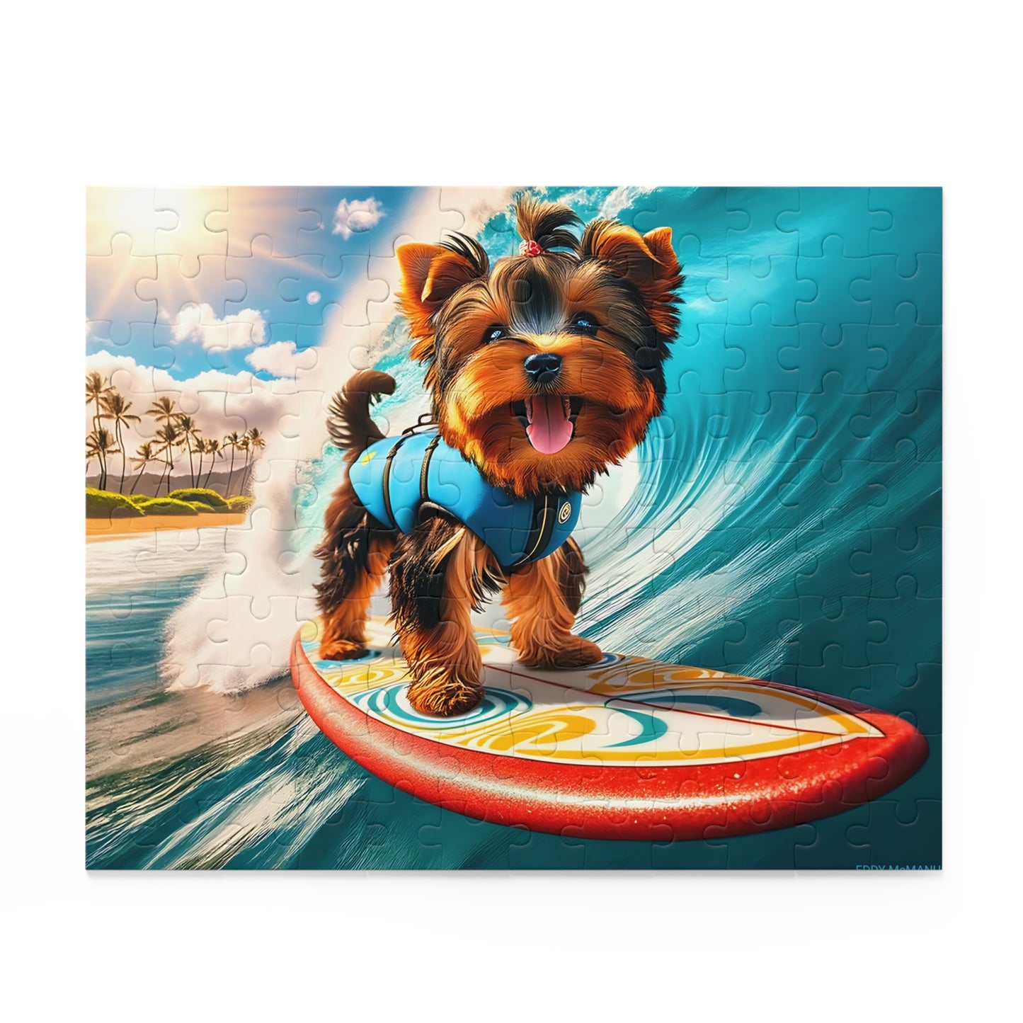 Surf Pups! Surfing Yorkie Puppy Puzzle 9 - (120, 252, 500-Piece)