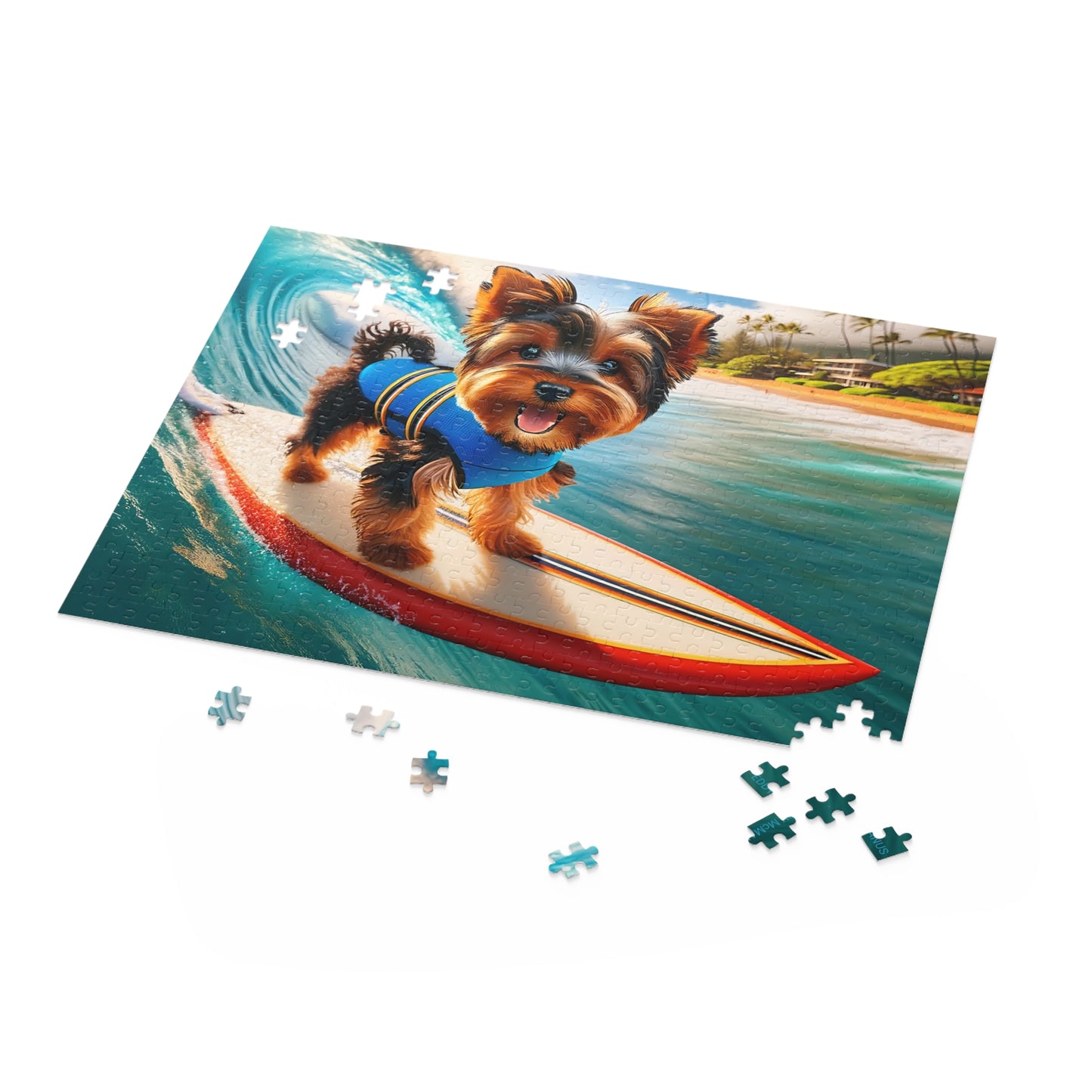 Surf Pups! Surfing Yorkie Puppy Puzzle 11 - (120, 252, 500-Piece)