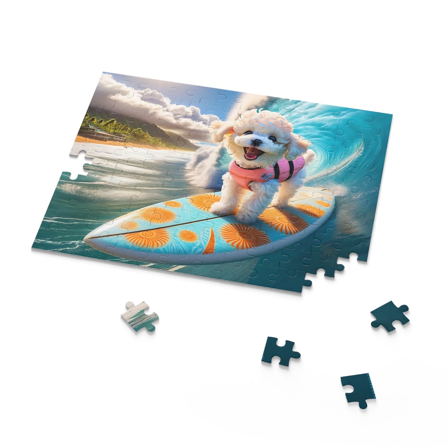 Surf Pups! Surfing Poodle Puppy Puzzle 11 - (120, 252, 500-Piece)