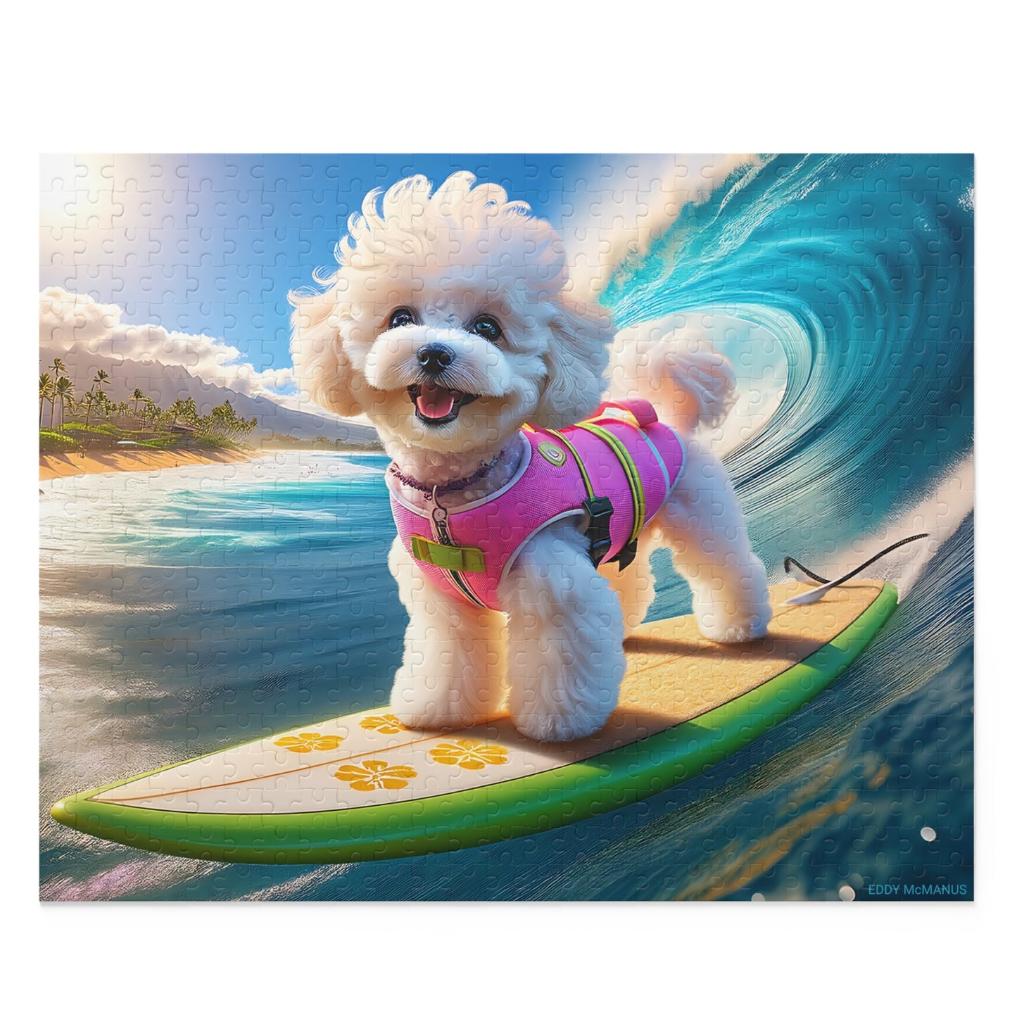 Surf Pups! Surfing Poodle Puppy Puzzle 8 - (120, 252, 500-Piece)