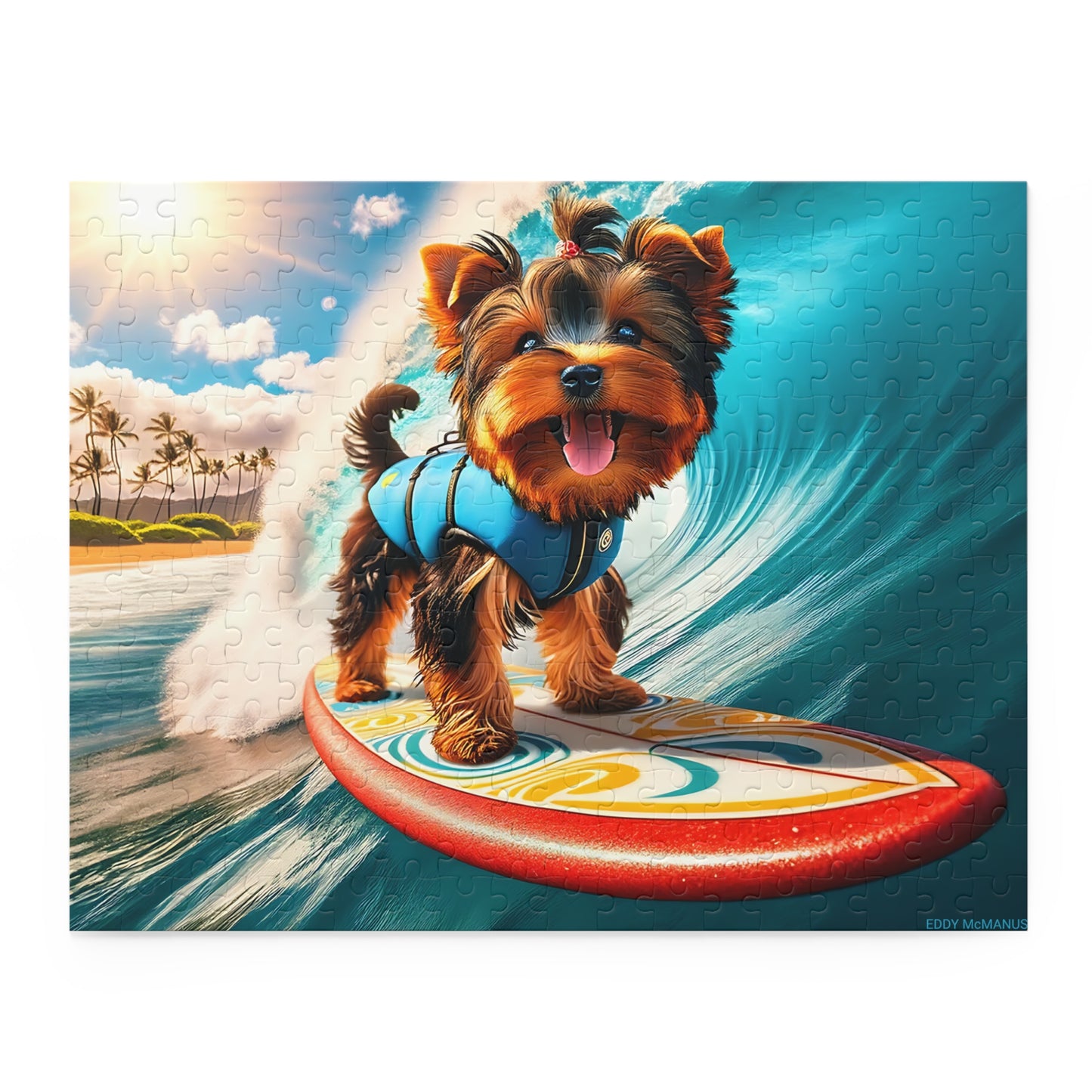 Surf Pups! Surfing Yorkie Puppy Puzzle 9 - (120, 252, 500-Piece)