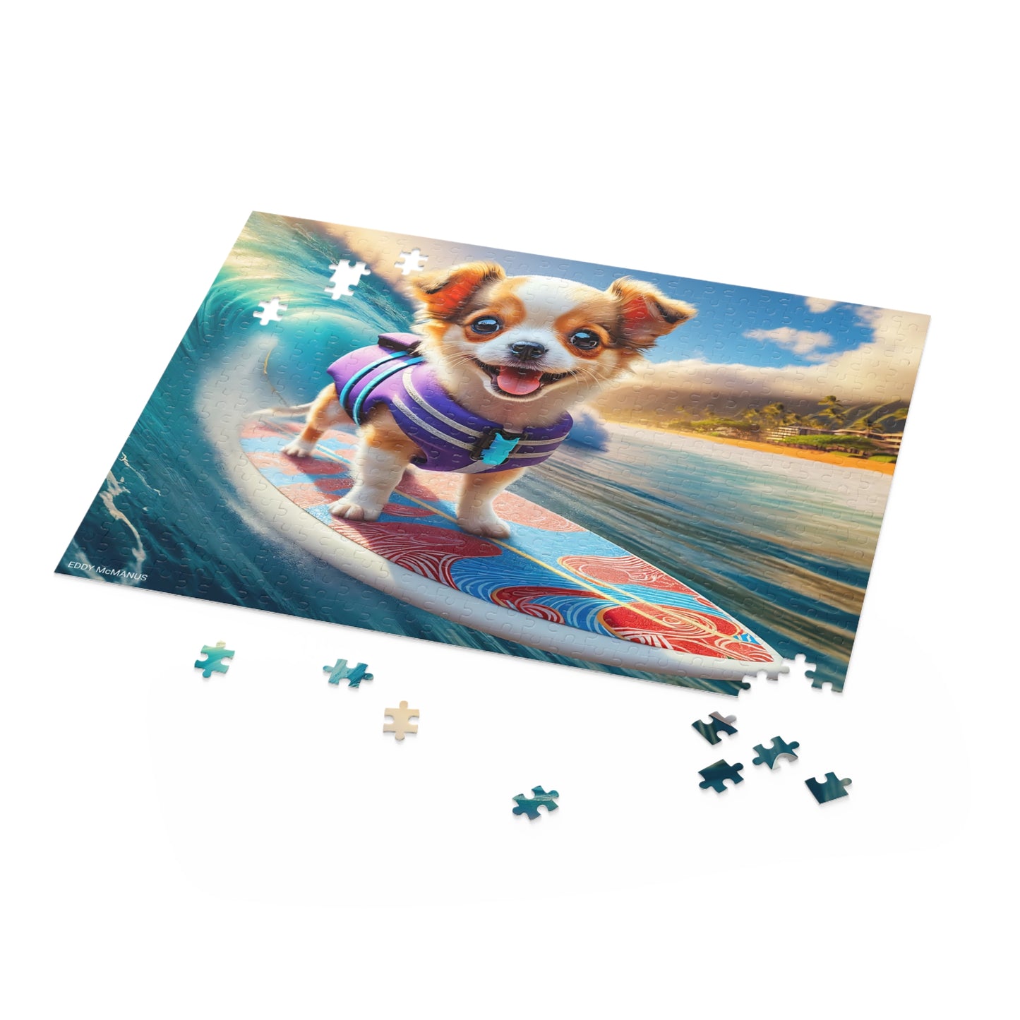 Surf Pups! Surfing Chihuahua Puppy Puzzle 3 - (120, 252, 500-Piece)