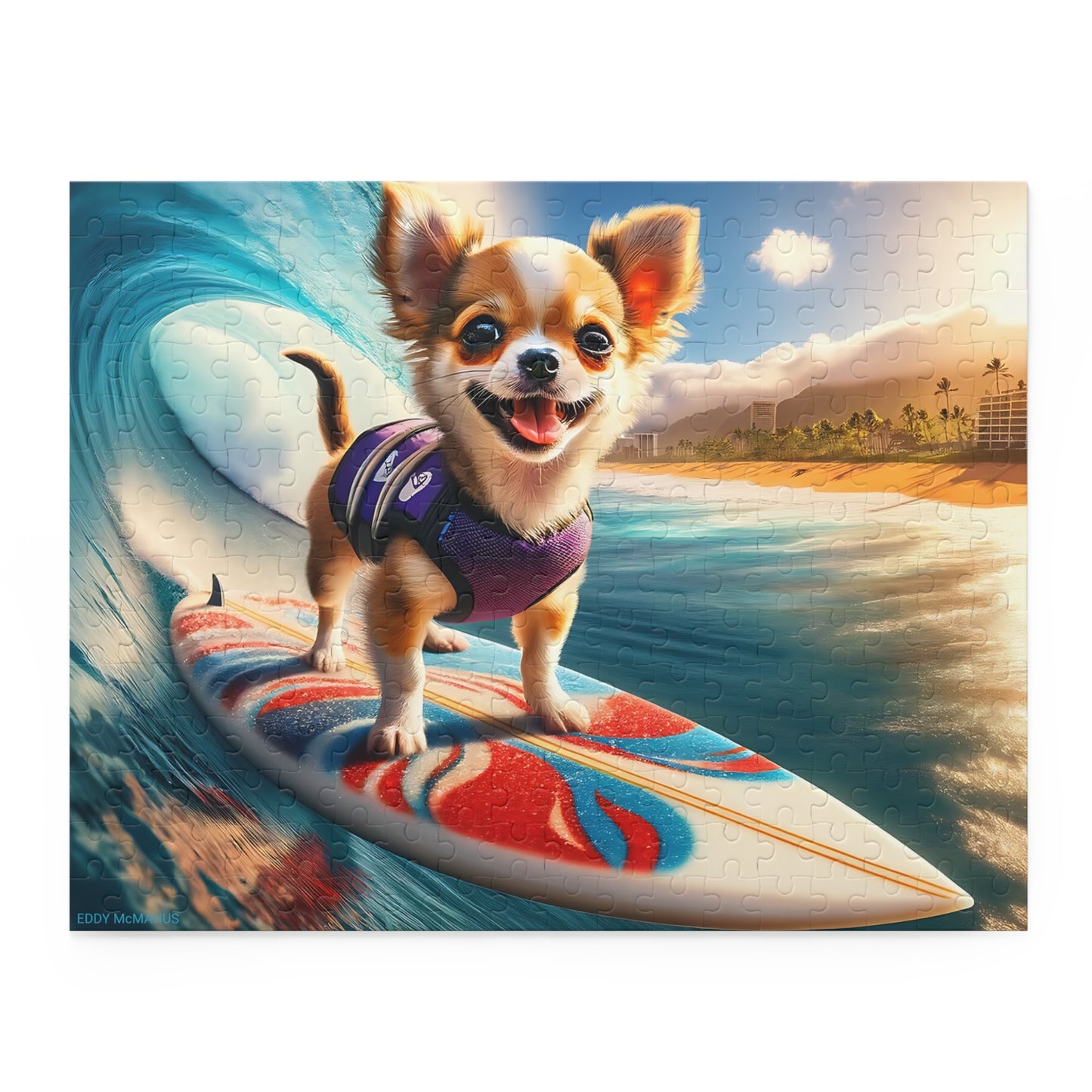 Surf Pups! Surfing Chihuahua Puppy Puzzle 4 - (120, 252, 500-Piece)