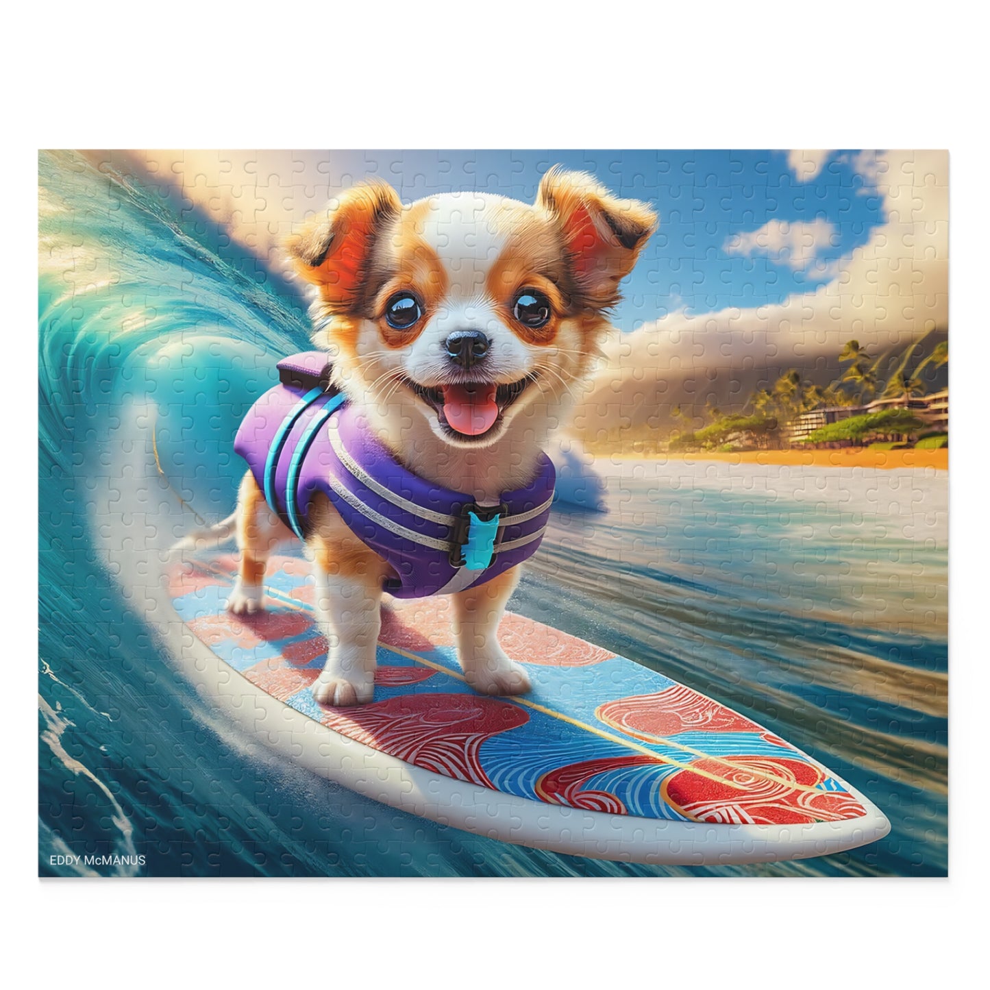 Surf Pups! Surfing Chihuahua Puppy Puzzle 3 - (120, 252, 500-Piece)