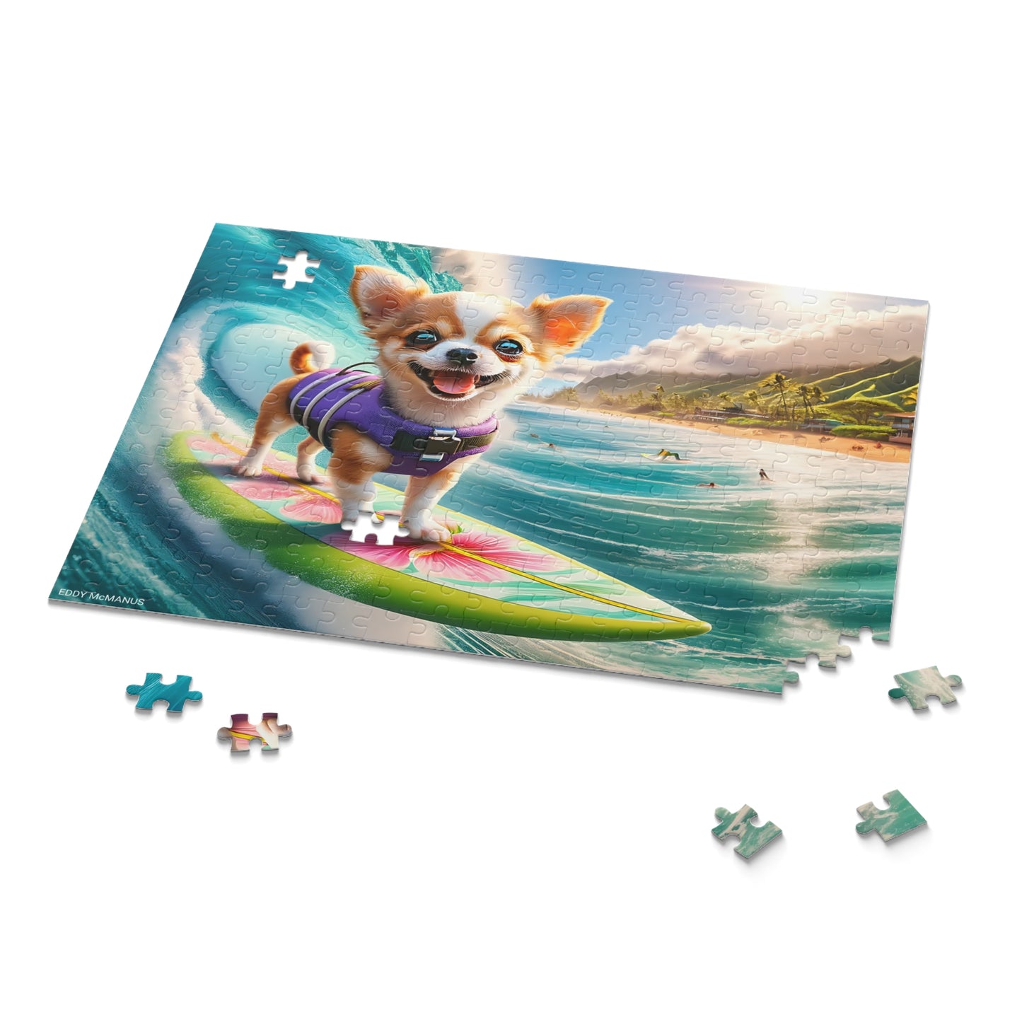 Surf Pups! Surfing Chihuahua Puppy Puzzle 11 - (120, 252, 500-Piece)
