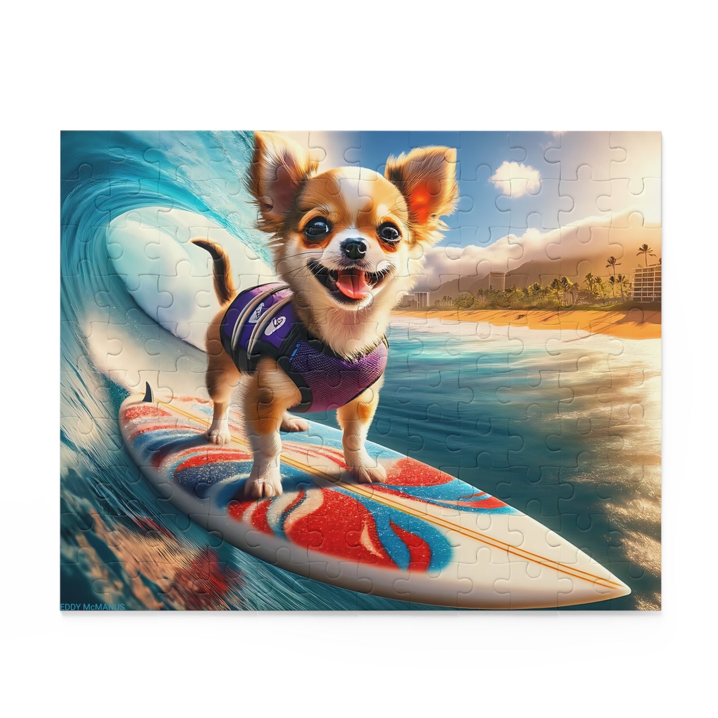 Surf Pups! Surfing Chihuahua Puppy Puzzle 4 - (120, 252, 500-Piece)