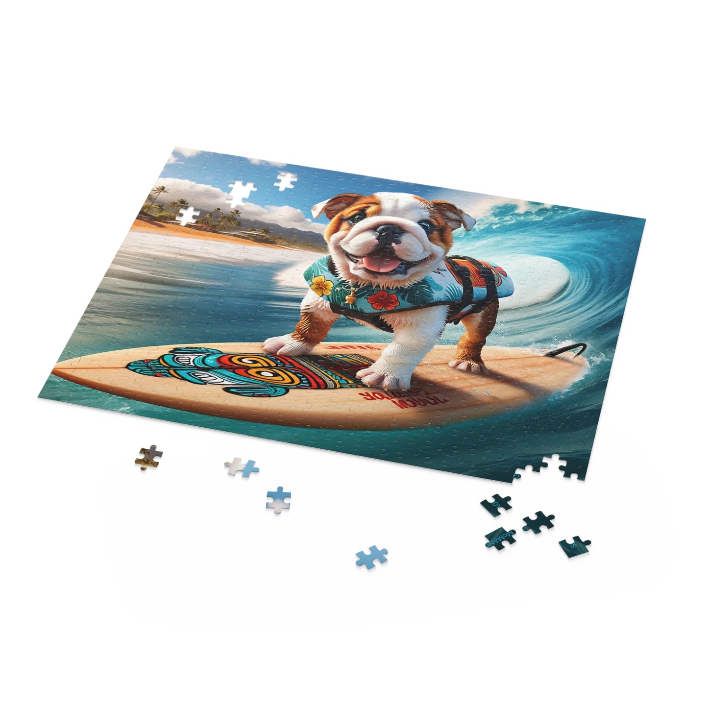 Surf Pups! Surfing English Bulldog Puppy Puzzle 5 - (120, 252, 500-Piece)