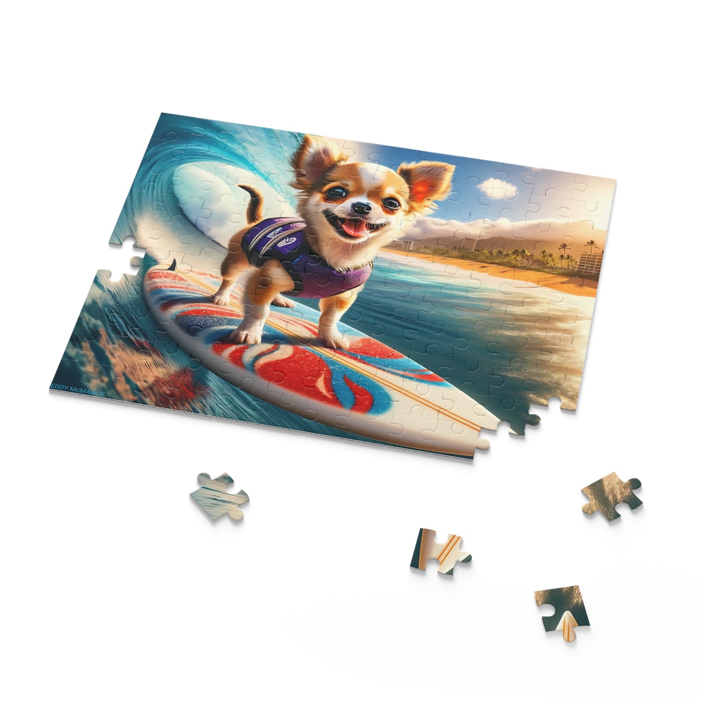 Surf Pups! Surfing Chihuahua Puppy Puzzle 4 - (120, 252, 500-Piece)