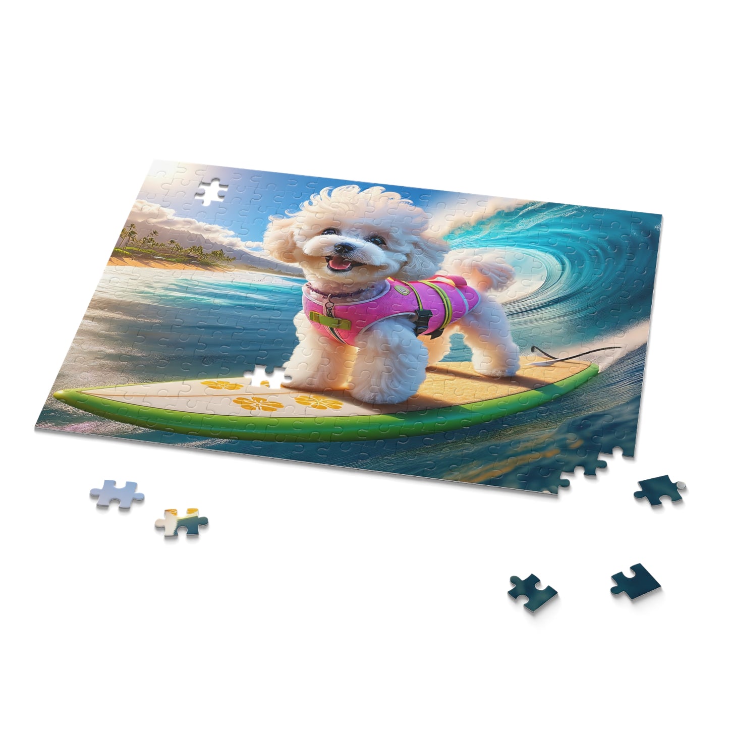 Surf Pups! Surfing Poodle Puppy Puzzle 8 - (120, 252, 500-Piece)