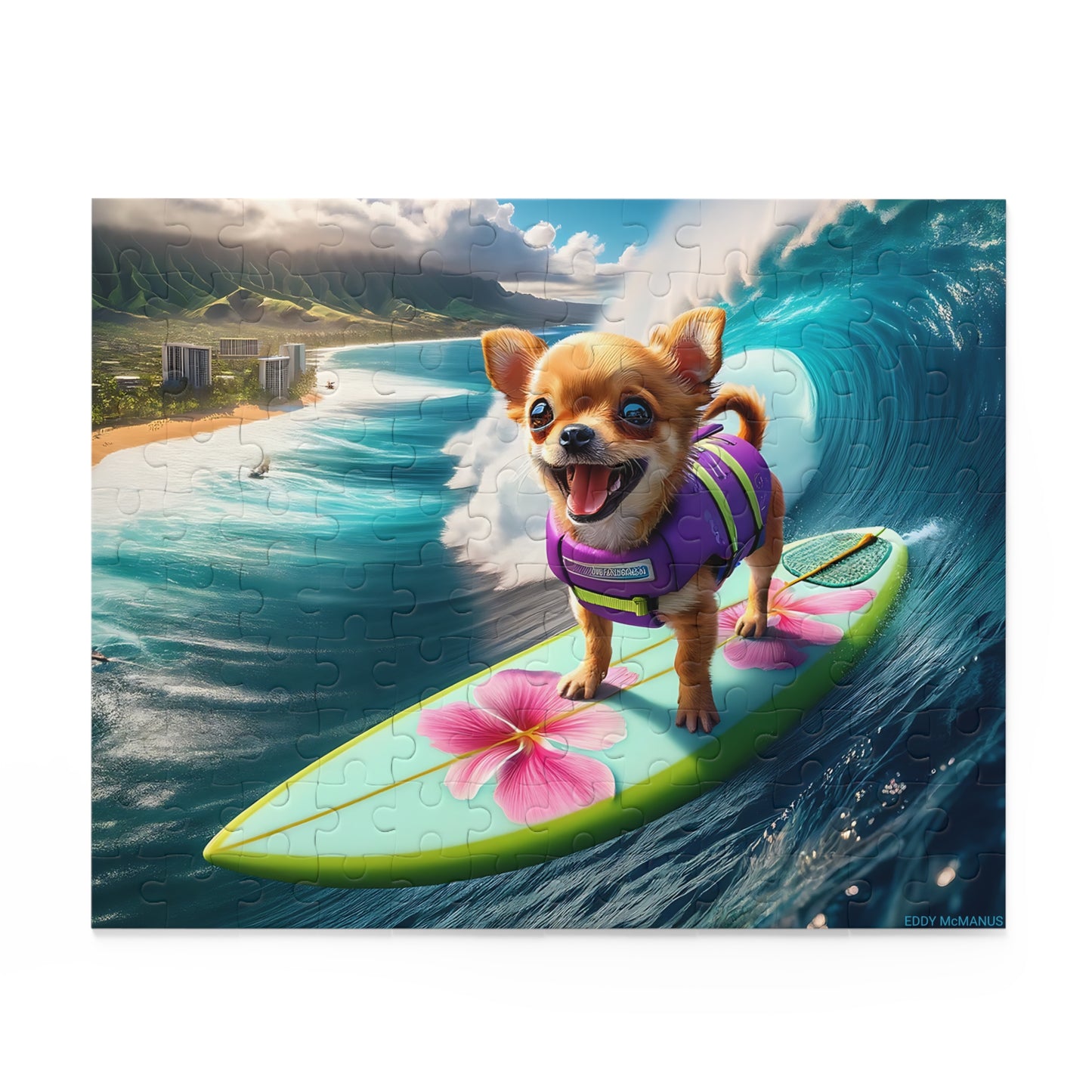 Surf Pups! Surfing Chihuahua Puppy Puzzle 1 - (120, 252, 500-Piece)