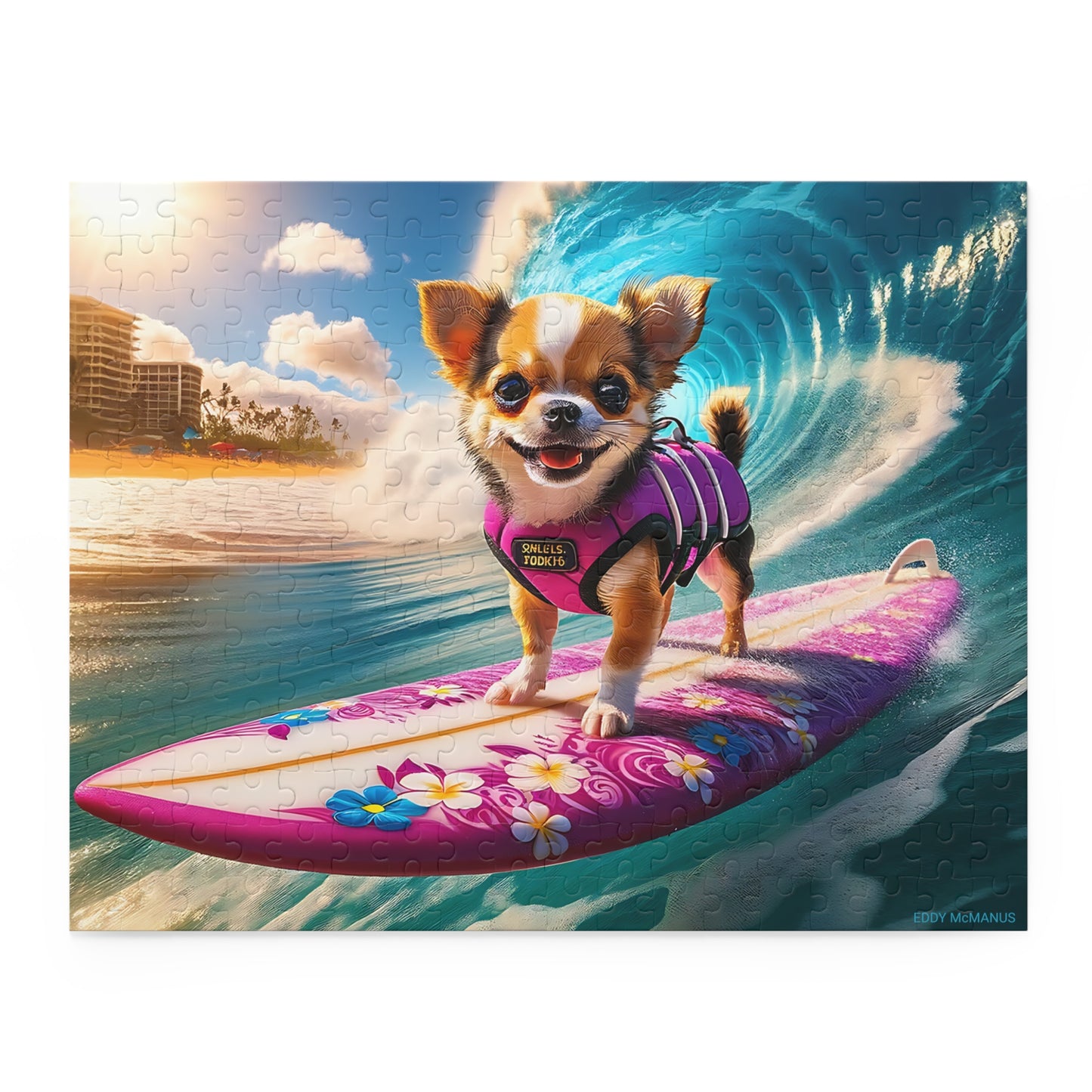 Surf Pups! Surfing Chihuahua Puppy Puzzle 8 - (120, 252, 500-Piece)
