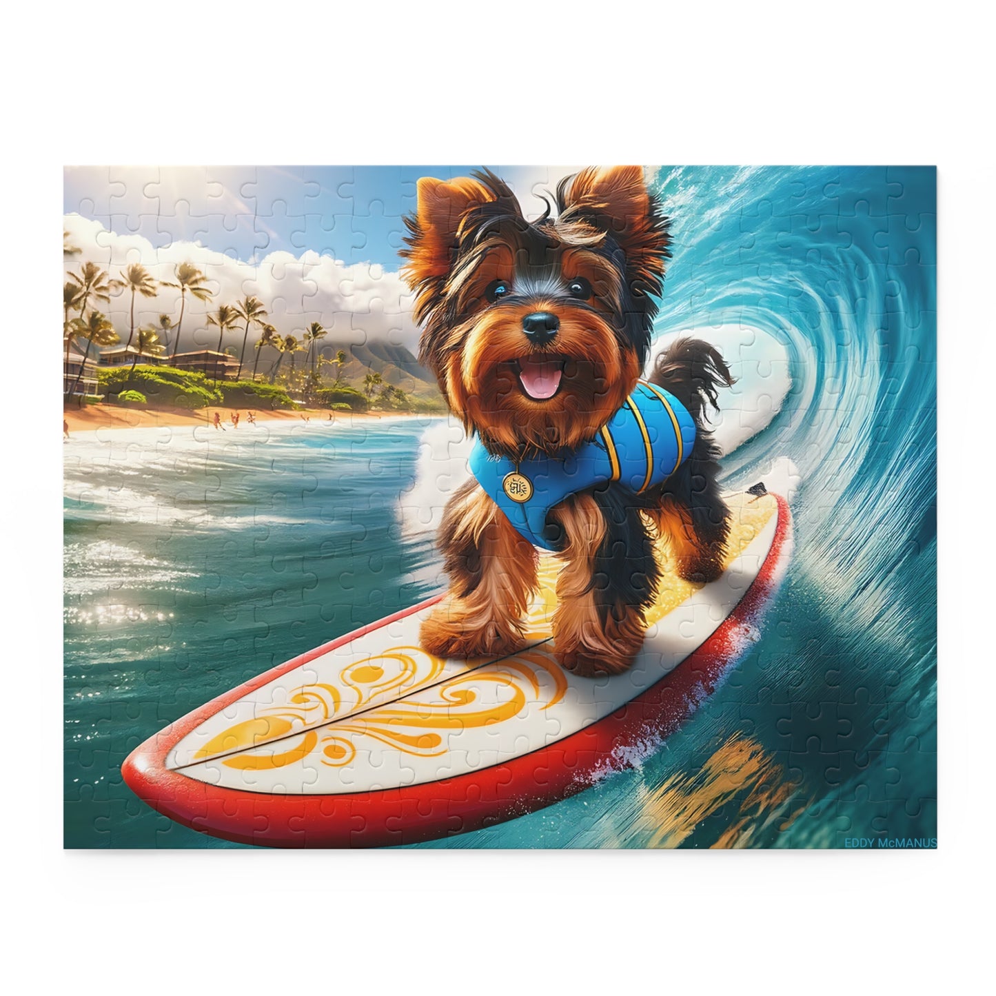 Surf Pups! Surfing Yorkie Puppy Puzzle 10 - (120, 252, 500-Piece)