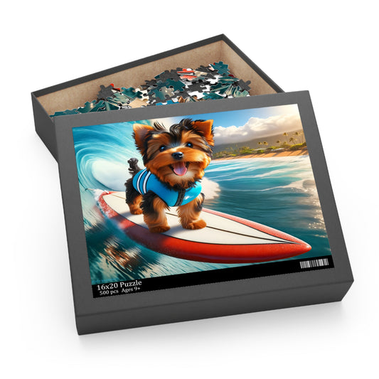 Surf Pups! Surfing Yorkie Puppy Puzzle 4 - (120, 252, 500-Piece)