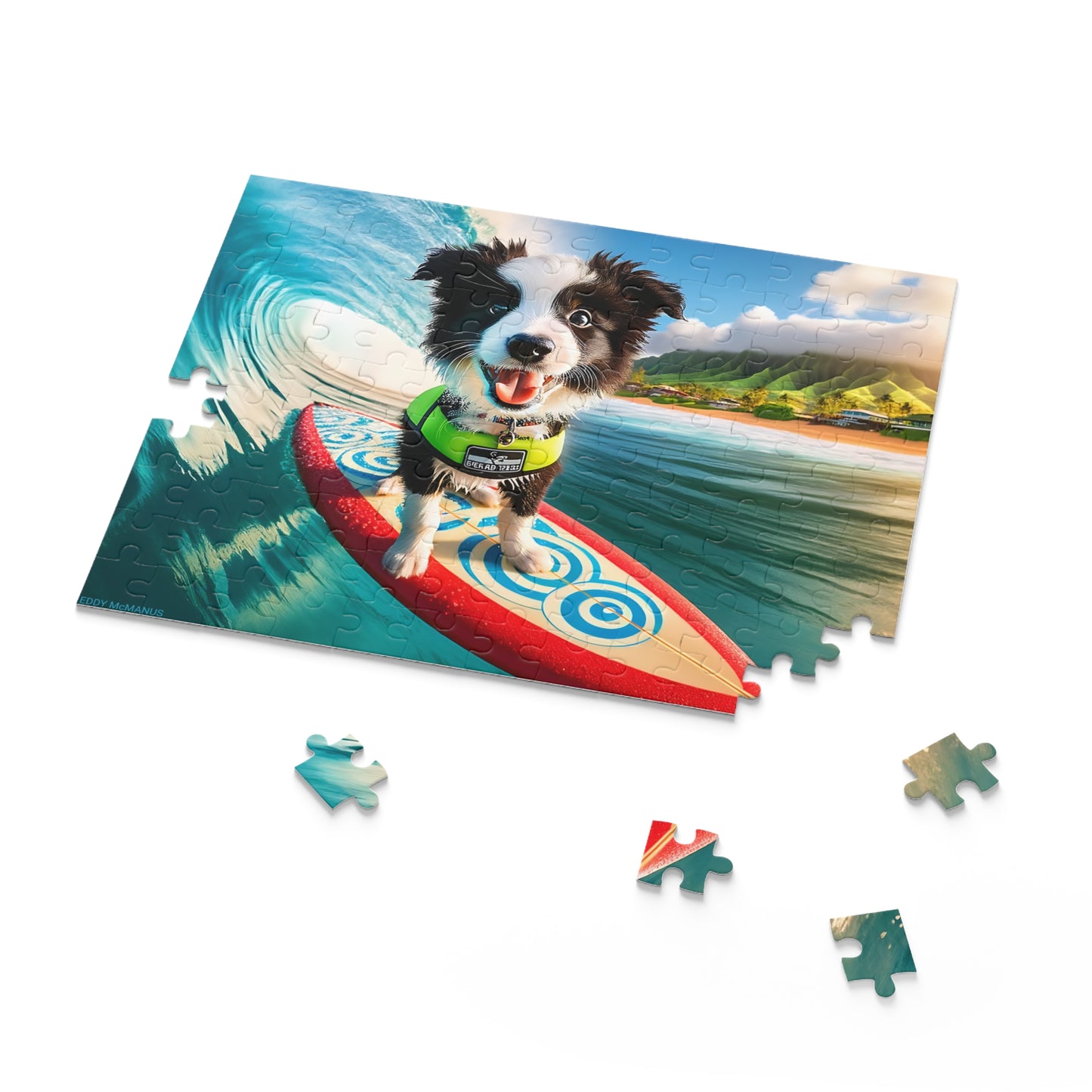 Surf Pups! Surfing Border Collie Puppy Puzzle 6 - (120, 252, 500-Piece)