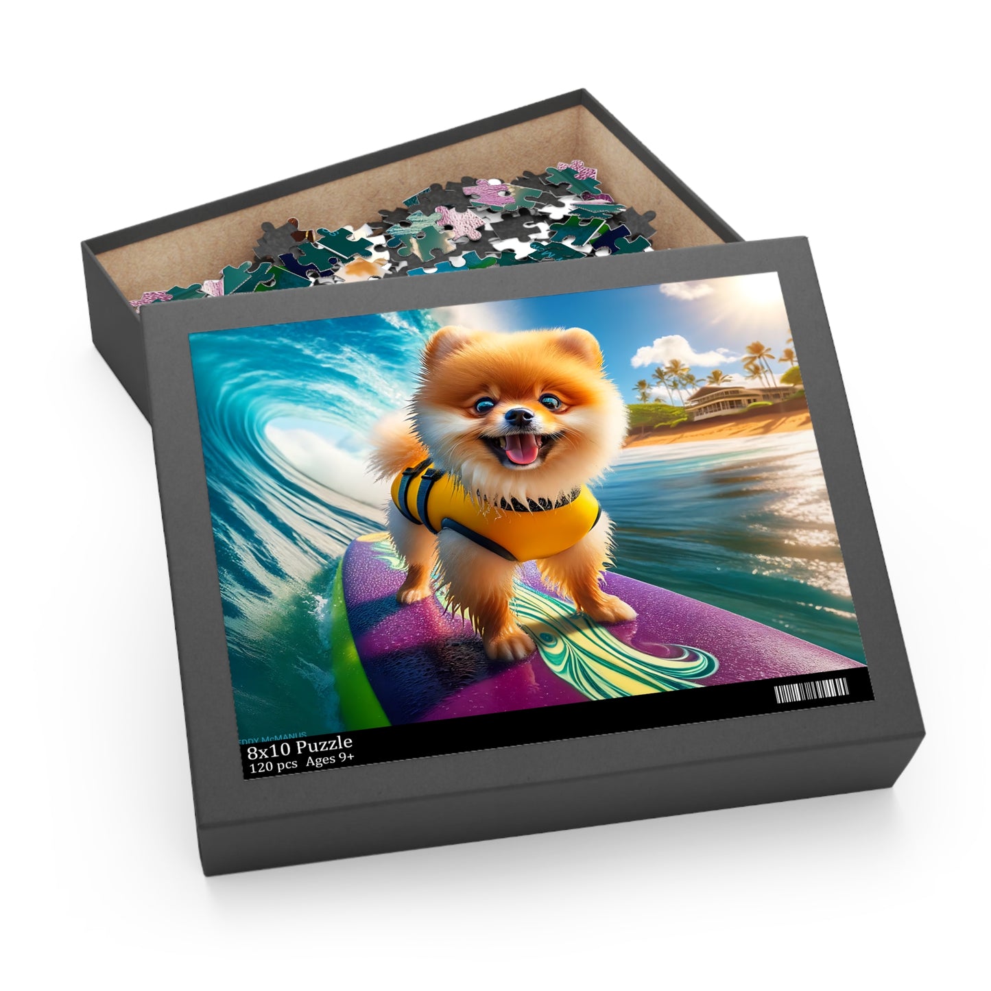 Surf Pups! Surfing Pomeranian Puppy Puzzle 5 - (120, 252, 500-Piece)