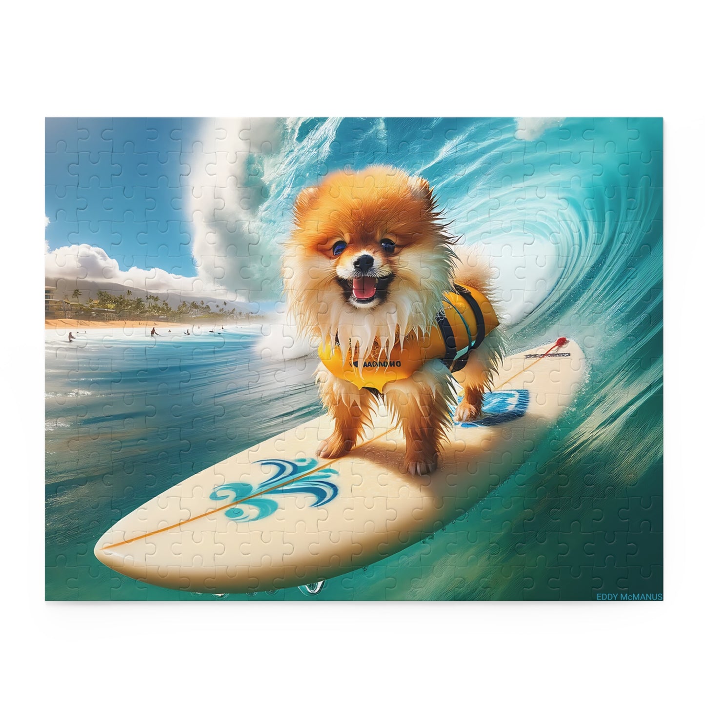Surf Pups! Surfing Pomeranian Puppy Puzzle 8 - (120, 252, 500-Piece)