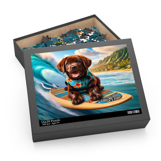 Surf Pups! Surfing Labrador Puppy Puzzle 7 - (120, 252, 500-Piece)