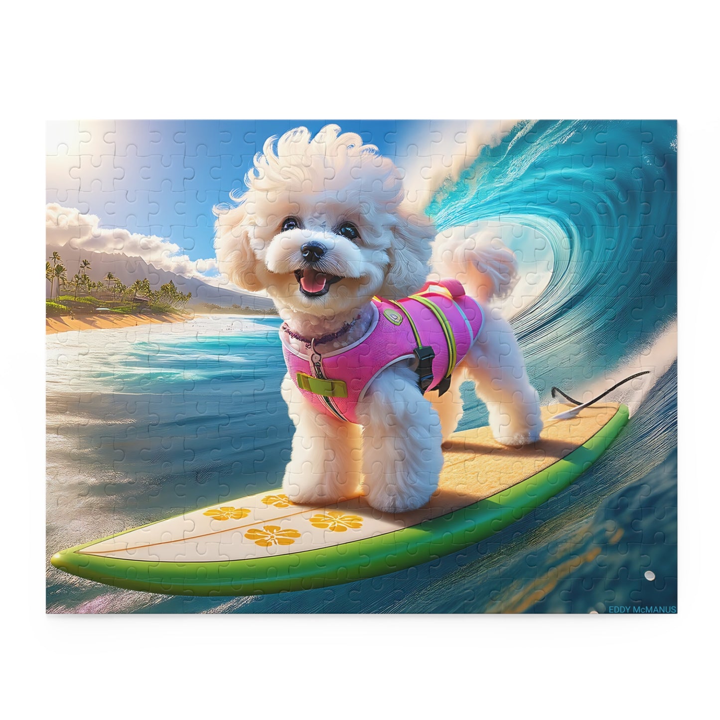 Surf Pups! Surfing Poodle Puppy Puzzle 8 - (120, 252, 500-Piece)
