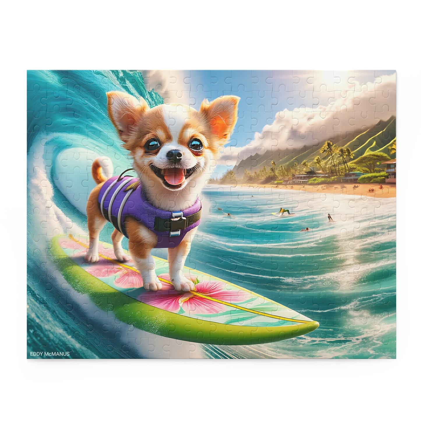 Surf Pups! Surfing Chihuahua Puppy Puzzle 11 - (120, 252, 500-Piece)