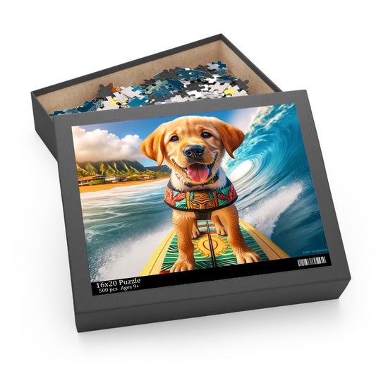 Surf Pups! Surfing Labrador Puppy Puzzle 3 - (120, 252, 500-Piece)