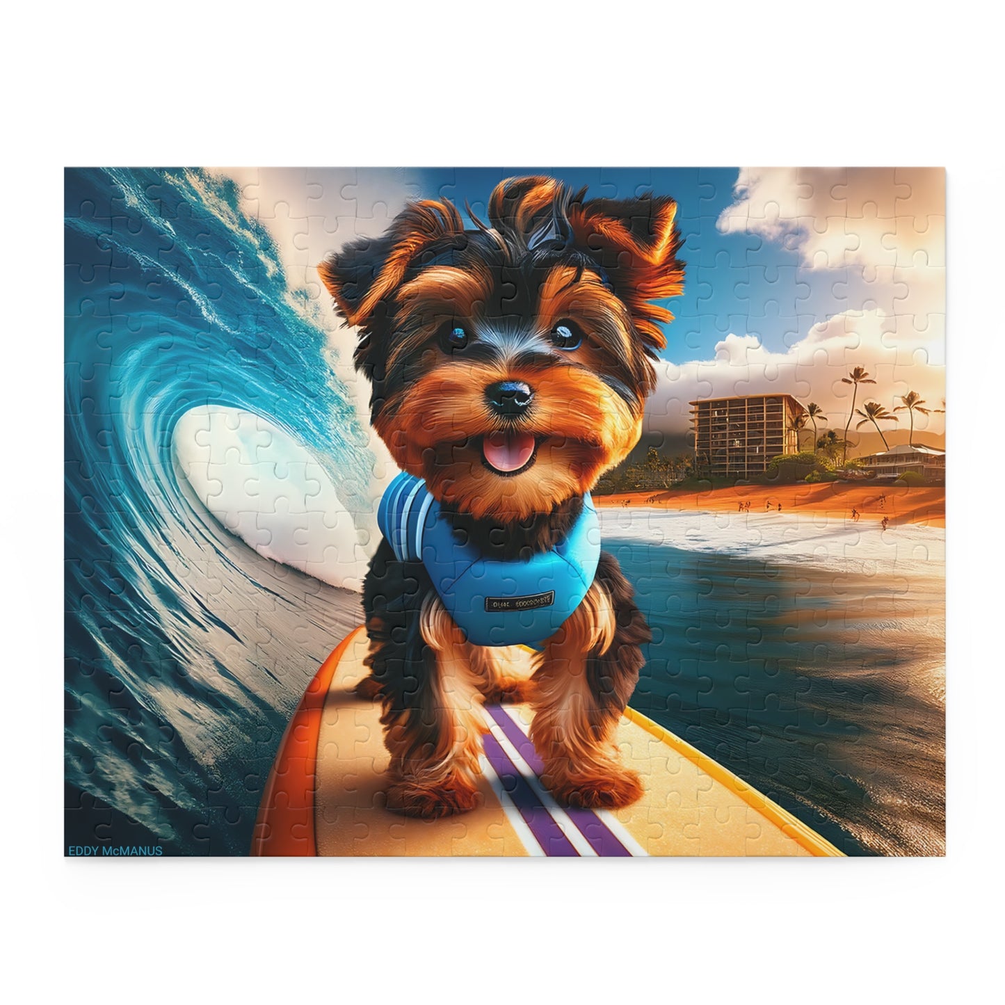 Surf Pups! Surfing Yorkie Puppy Puzzle 1 - (120, 252, 500-Piece)