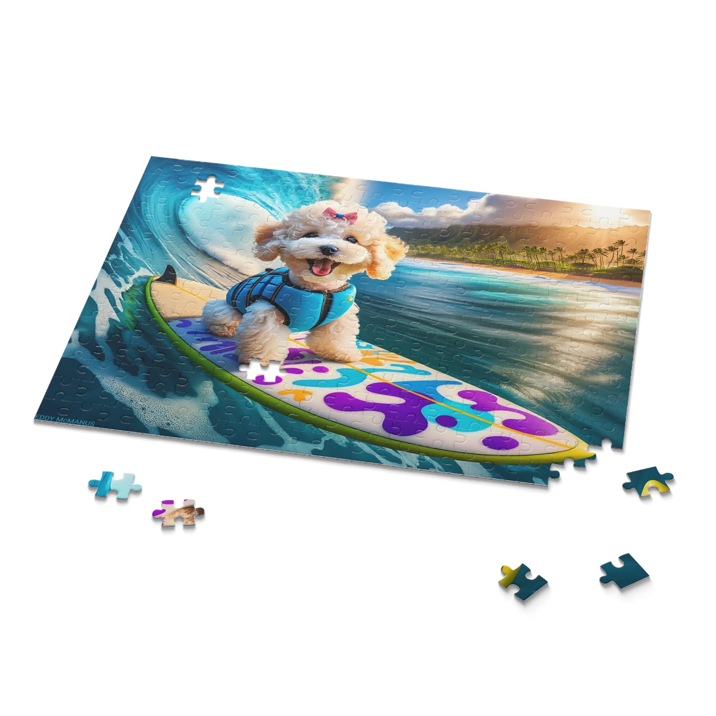 Surf Pups! Surfing Poodle Puppy Puzzle 2 - (120, 252, 500-Piece)