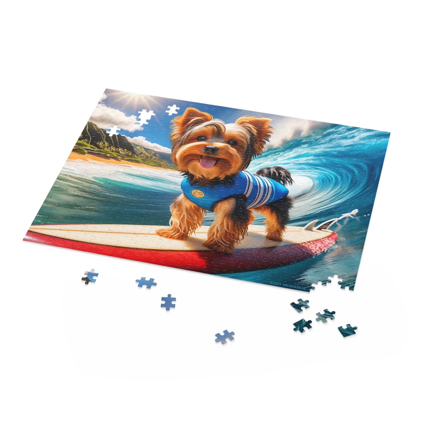 Surf Pups! Surfing Yorkie Puppy Puzzle 8 - (120, 252, 500-Piece)
