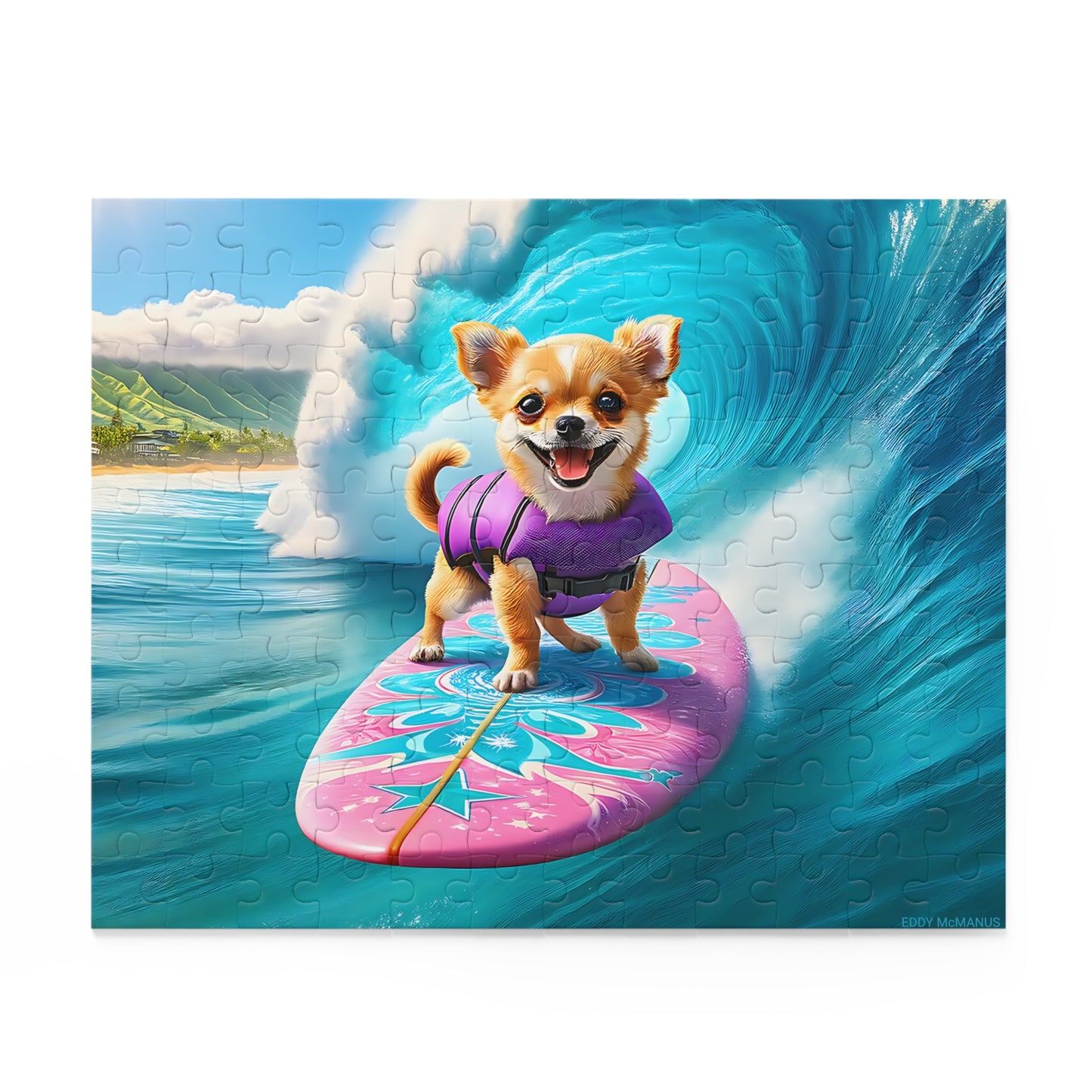 Surf Pups! Surfing Chihuahua Puppy Puzzle 10 - (120, 252, 500-Piece)