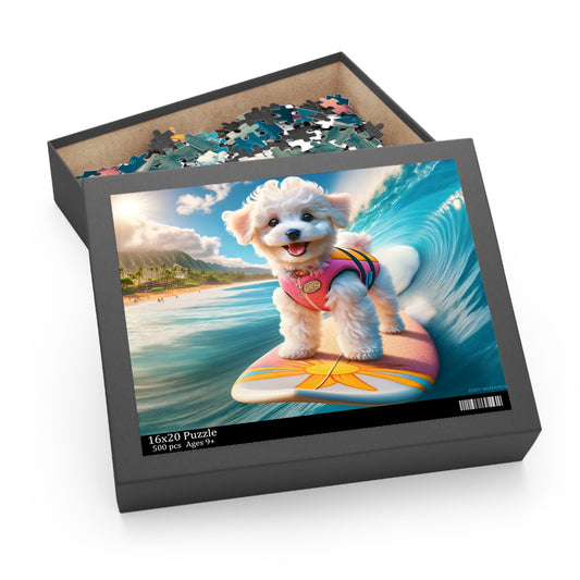 Surf Pups! Surfing Poodle Puppy Puzzle 4 - (120, 252, 500-Piece)