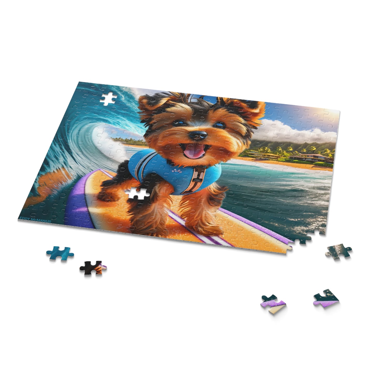 Surf Pups! Surfing Yorkie Puppy Puzzle 2 - (120, 252, 500-Piece)