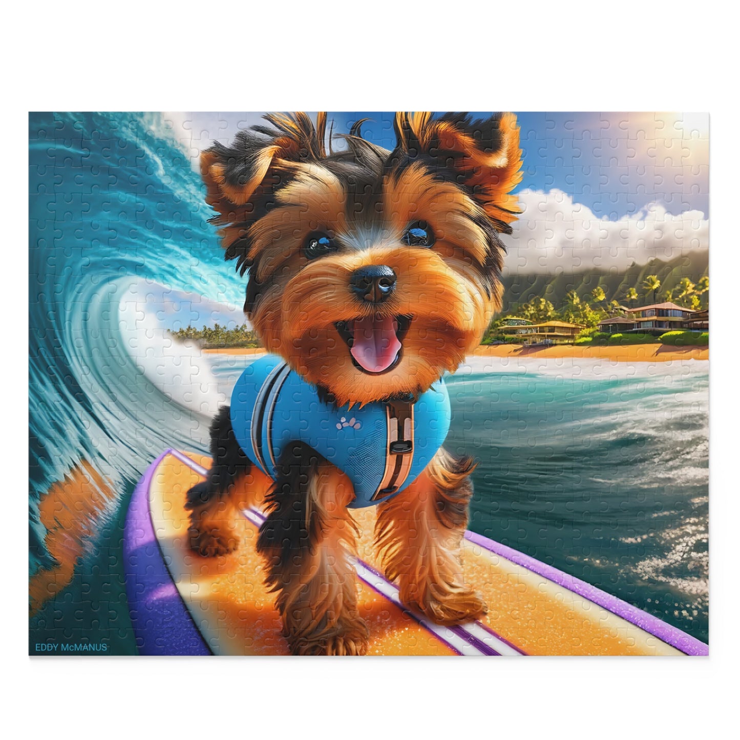 Surf Pups! Surfing Yorkie Puppy Puzzle 2 - (120, 252, 500-Piece)