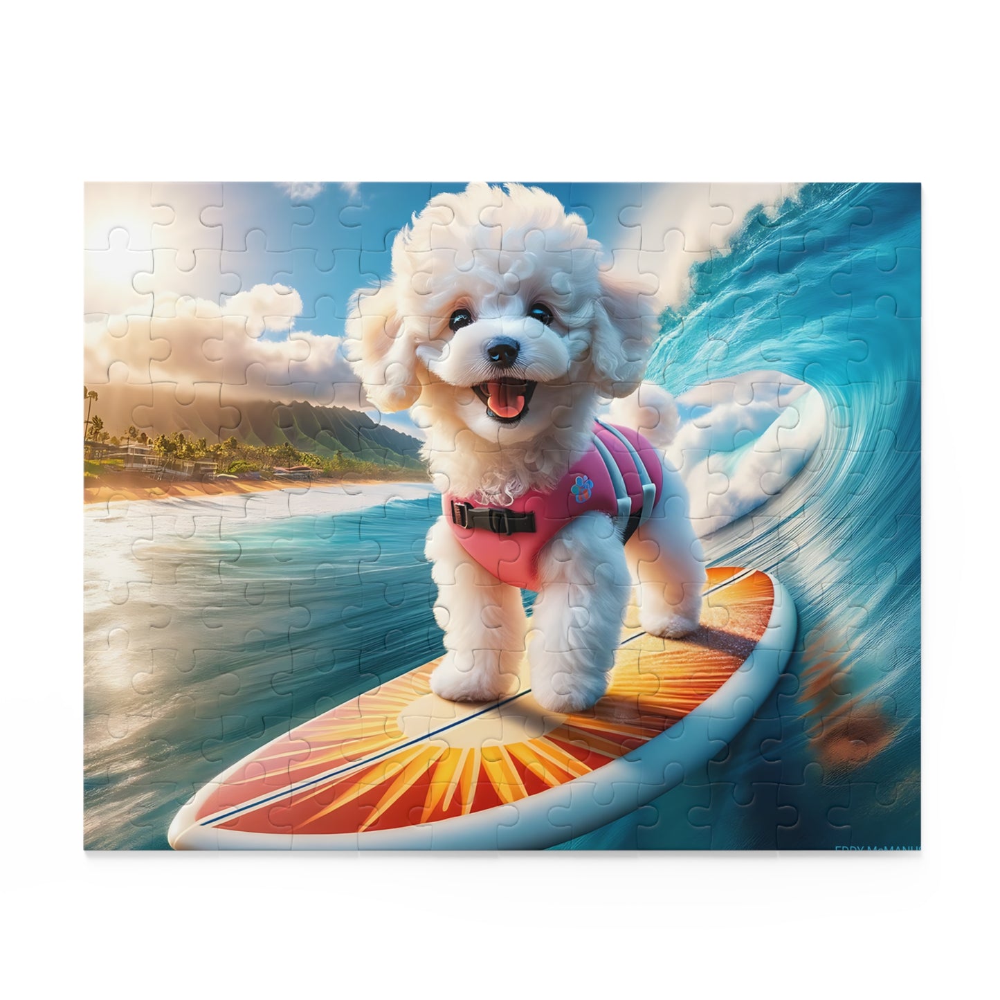 Surf Pups! Surfing Poodle Puppy Puzzle 3 - (120, 252, 500-Piece)