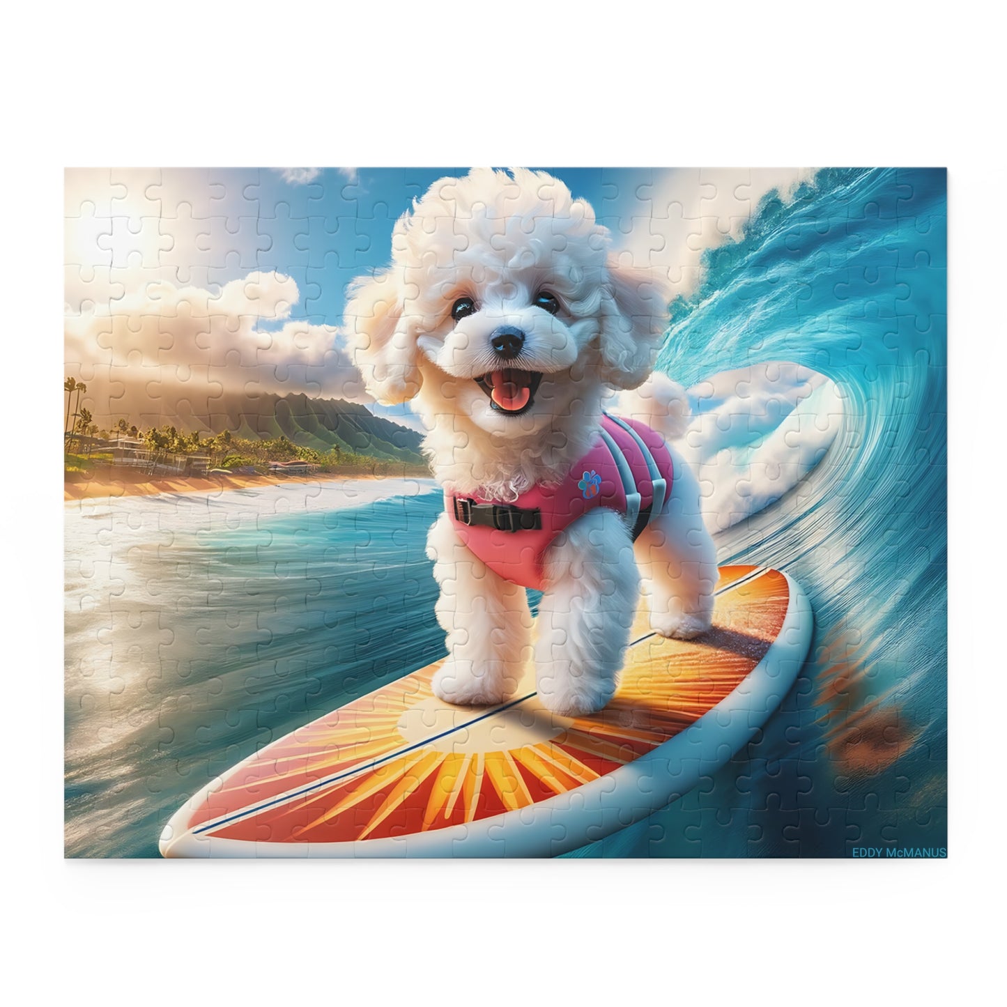 Surf Pups! Surfing Poodle Puppy Puzzle 3 - (120, 252, 500-Piece)