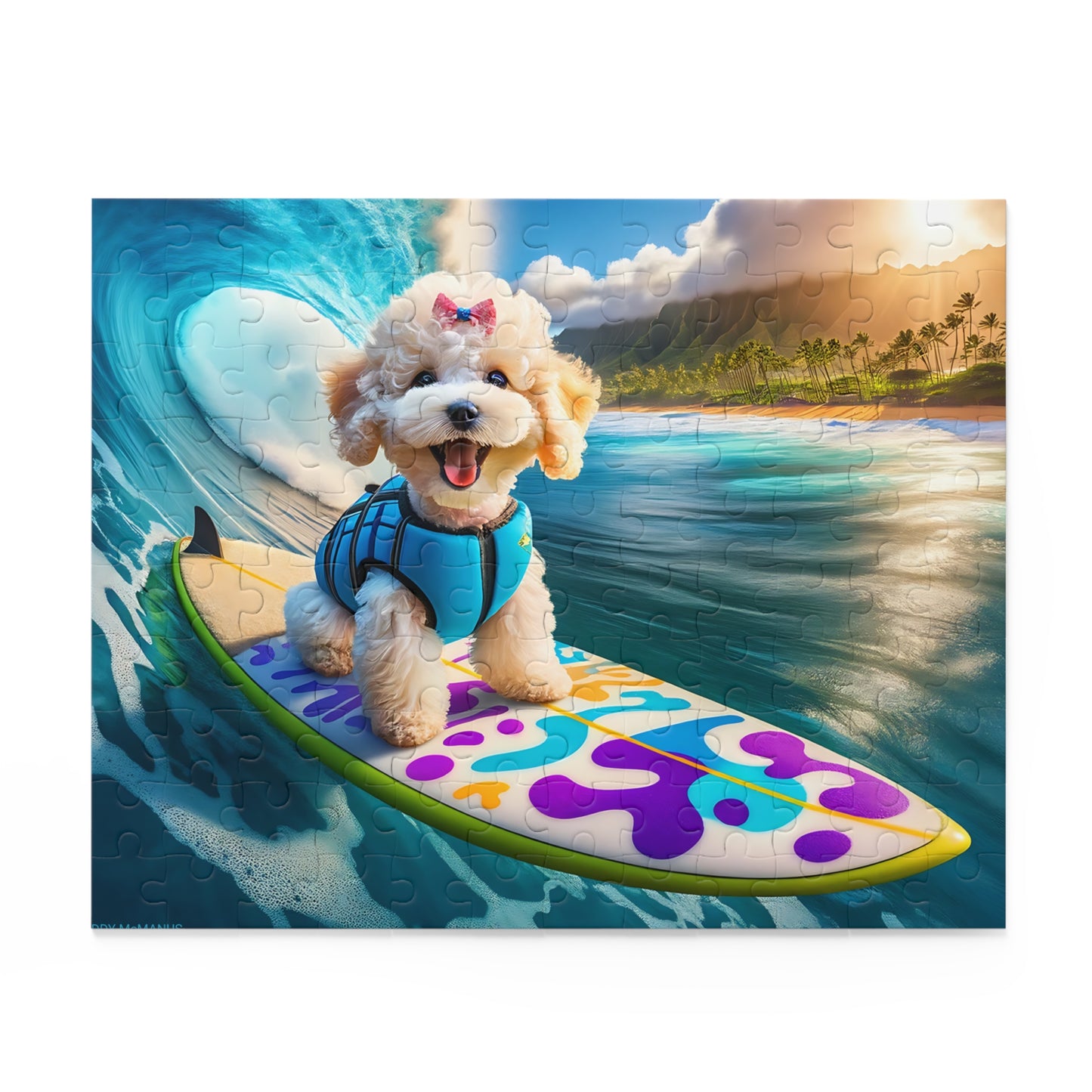 Surf Pups! Surfing Poodle Puppy Puzzle 2 - (120, 252, 500-Piece)