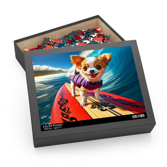 Surf Pups! Surfing Chihuahua Puppy Puzzle 5 - (120, 252, 500-Piece)