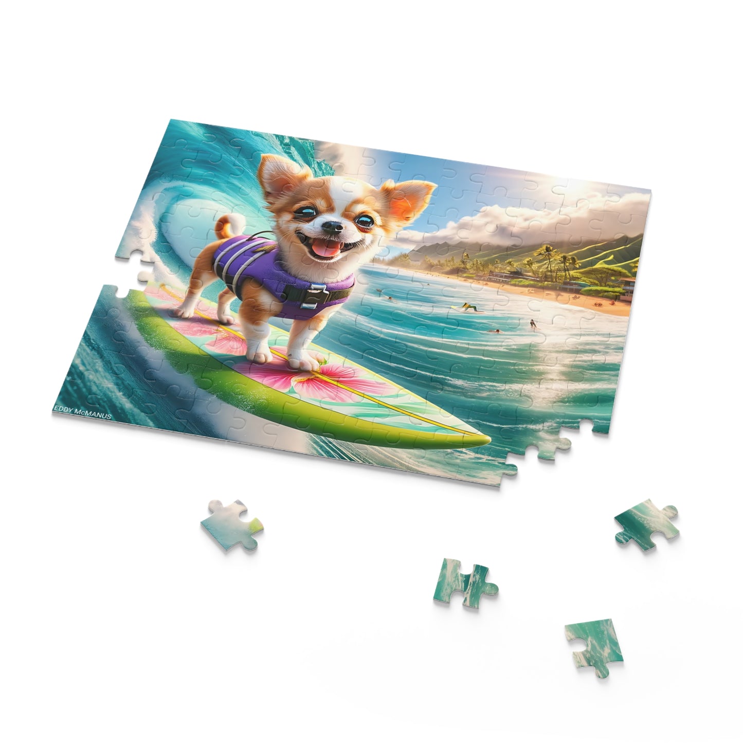 Surf Pups! Surfing Chihuahua Puppy Puzzle 11 - (120, 252, 500-Piece)
