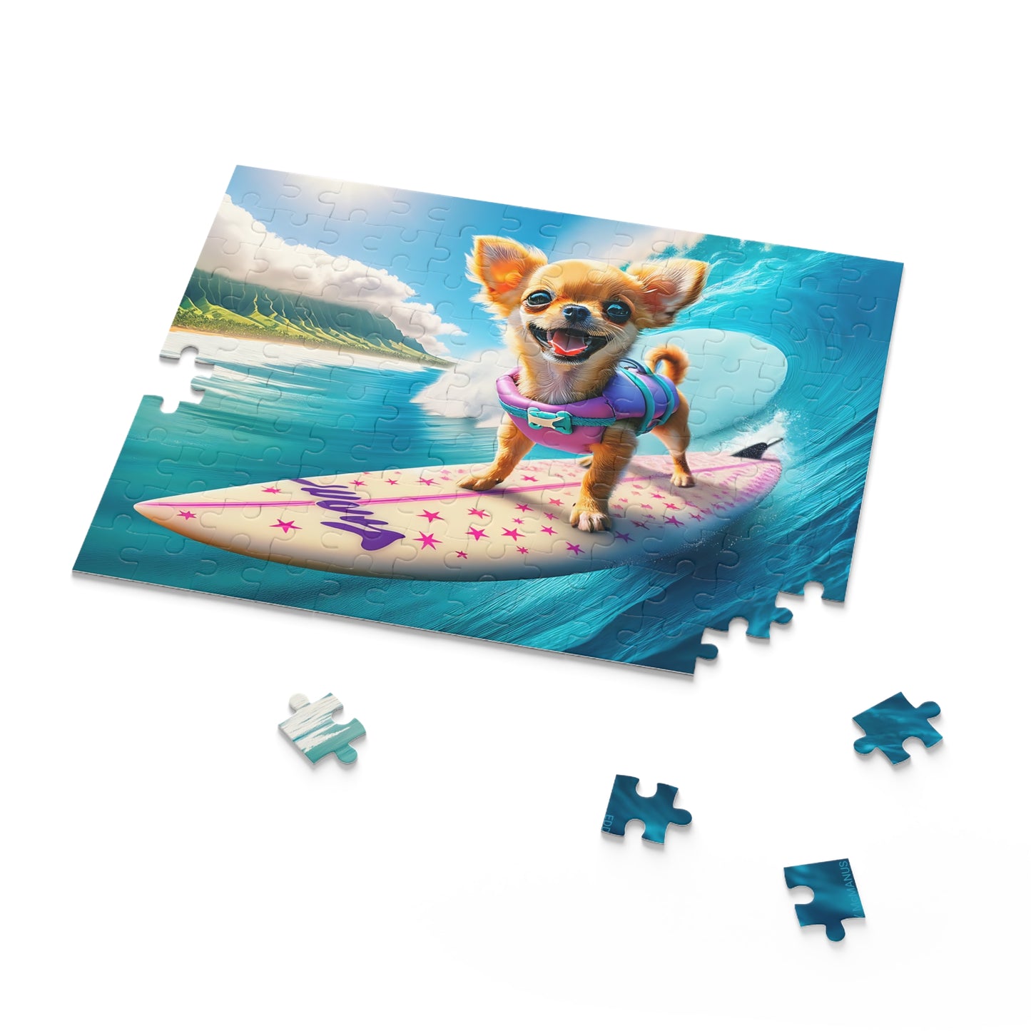 Surf Pups! Surfing Chihuahua Puppy Puzzle 9 - (120, 252, 500-Piece)