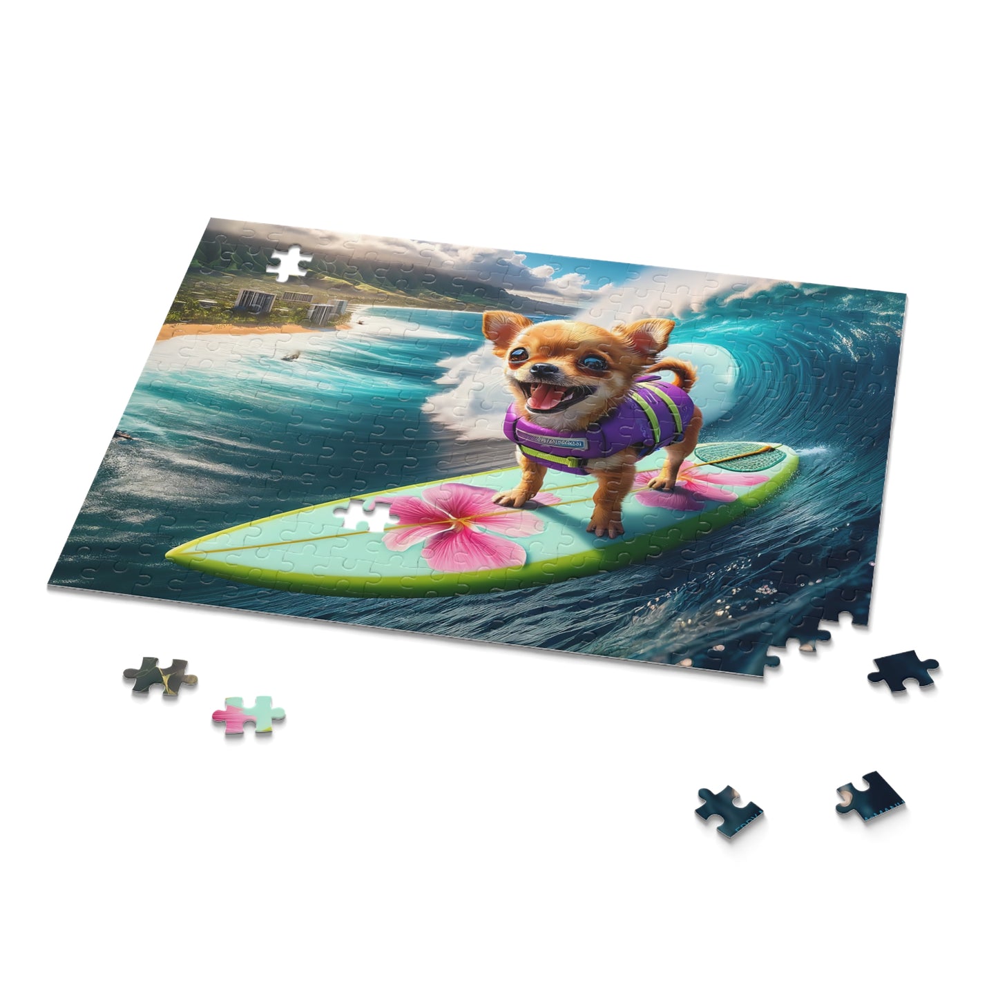 Surf Pups! Surfing Chihuahua Puppy Puzzle 1 - (120, 252, 500-Piece)