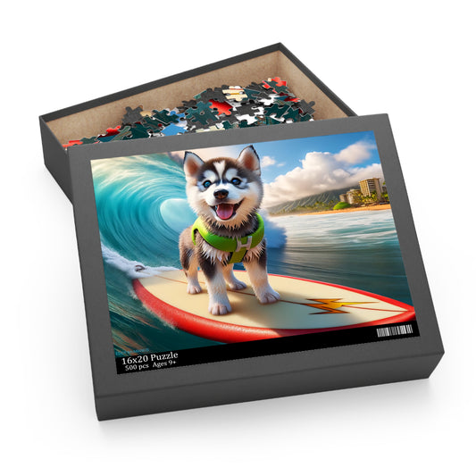 Surf Pups! Surfing Husky Puppy Puzzle 5 - (120, 252, 500-Piece)