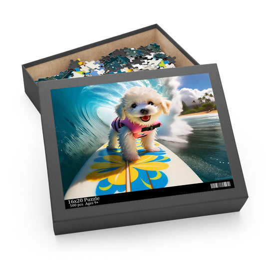 Surf Pups! Surfing Poodle Puppy Puzzle 5 - (120, 252, 500-Piece)
