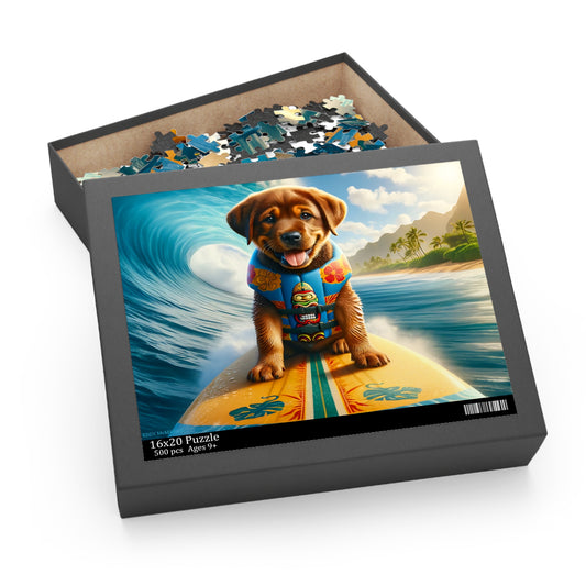 Surf Pups! Surfing Labrador Puppy Puzzle 12 - (120, 252, 500-Piece)