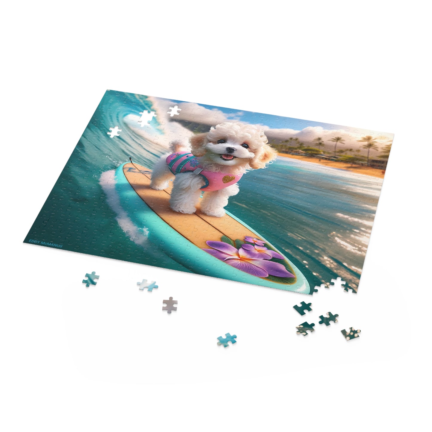 Surf Pups! Surfing Poodle Puppy Puzzle 7 - (120, 252, 500-Piece)