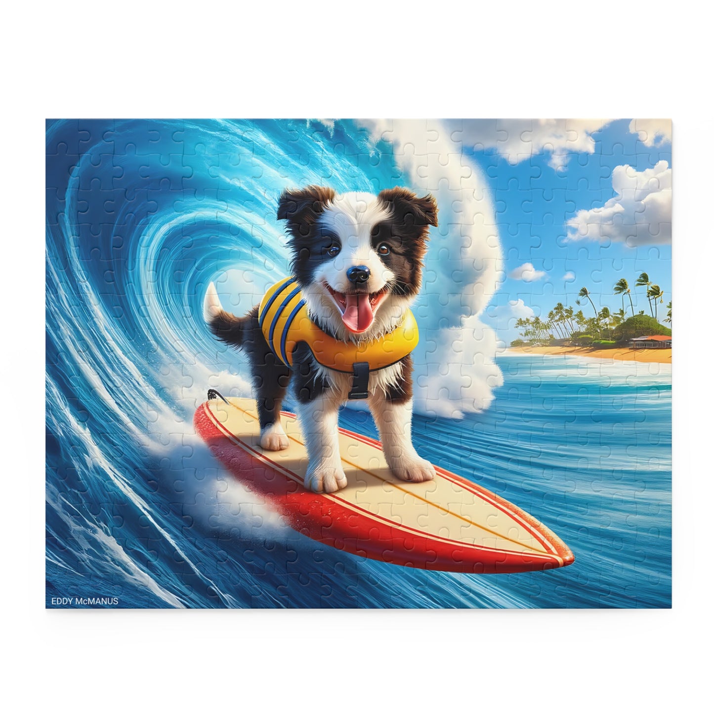 Surf Pups! Surfing Border Collie Puppy Puzzle 5 - (120, 252, 500-Piece)