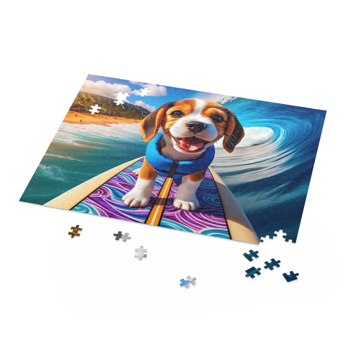 Surf Pups! Surfing Beagle Puppy Puzzle 8 (120, 252, 500-Piece)