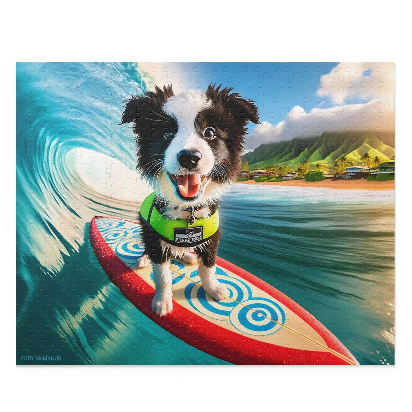 Surf Pups! Surfing Border Collie Puppy Puzzle 6 - (120, 252, 500-Piece)