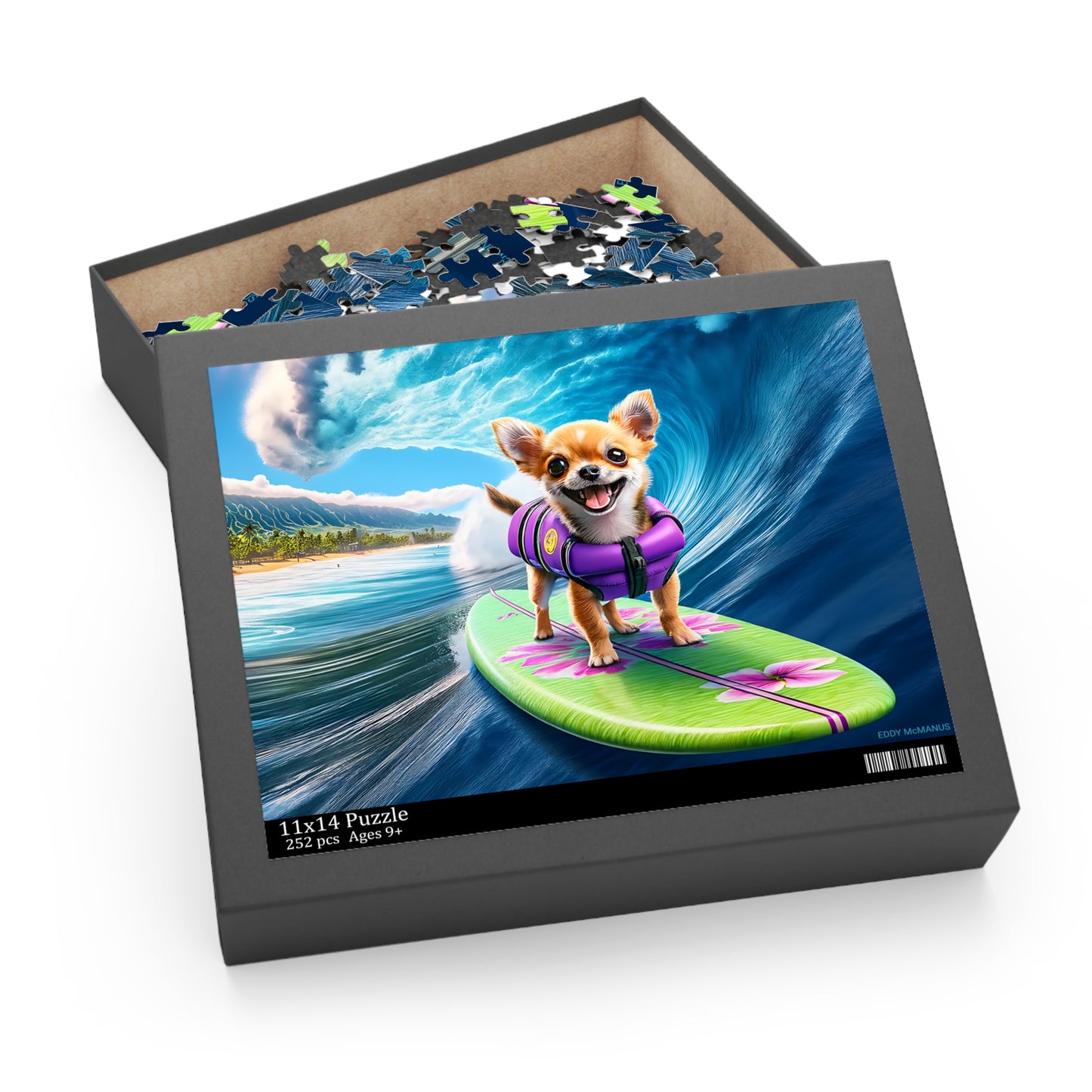 Surf Pups! Surfing Chihuahua Puppy Puzzle 2 - (120, 252, 500-Piece)