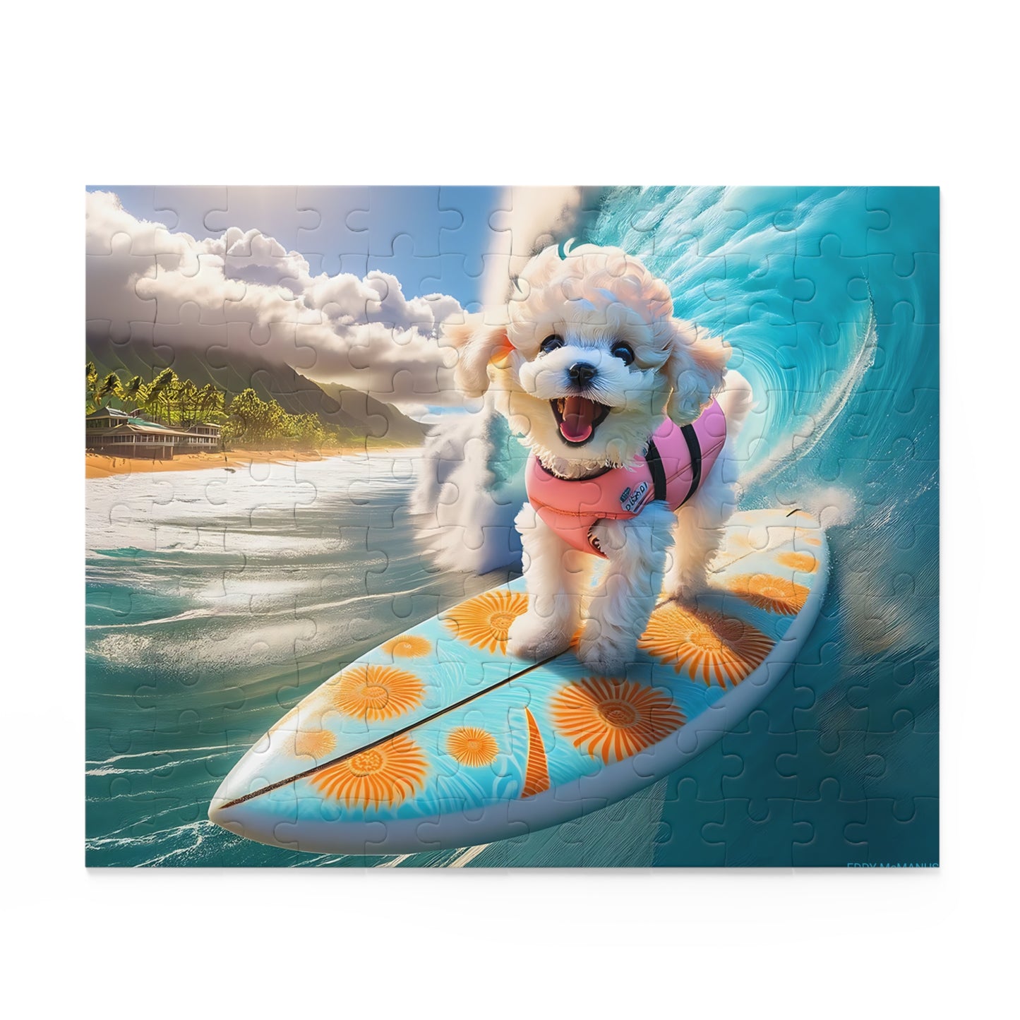 Surf Pups! Surfing Poodle Puppy Puzzle 11 - (120, 252, 500-Piece)