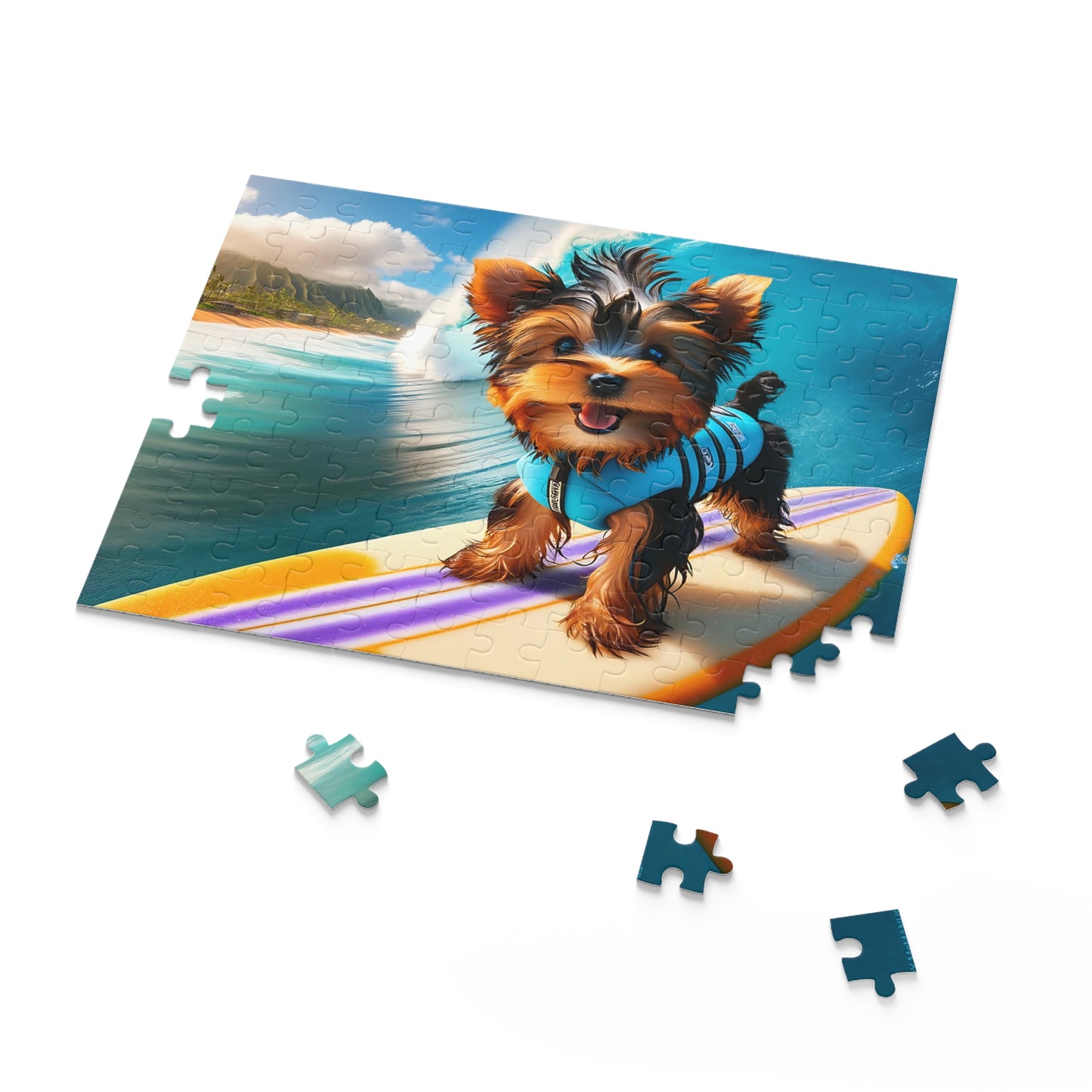 Surf Pups! Surfing Yorkie Puppy Puzzle 6 - (120, 252, 500-Piece)