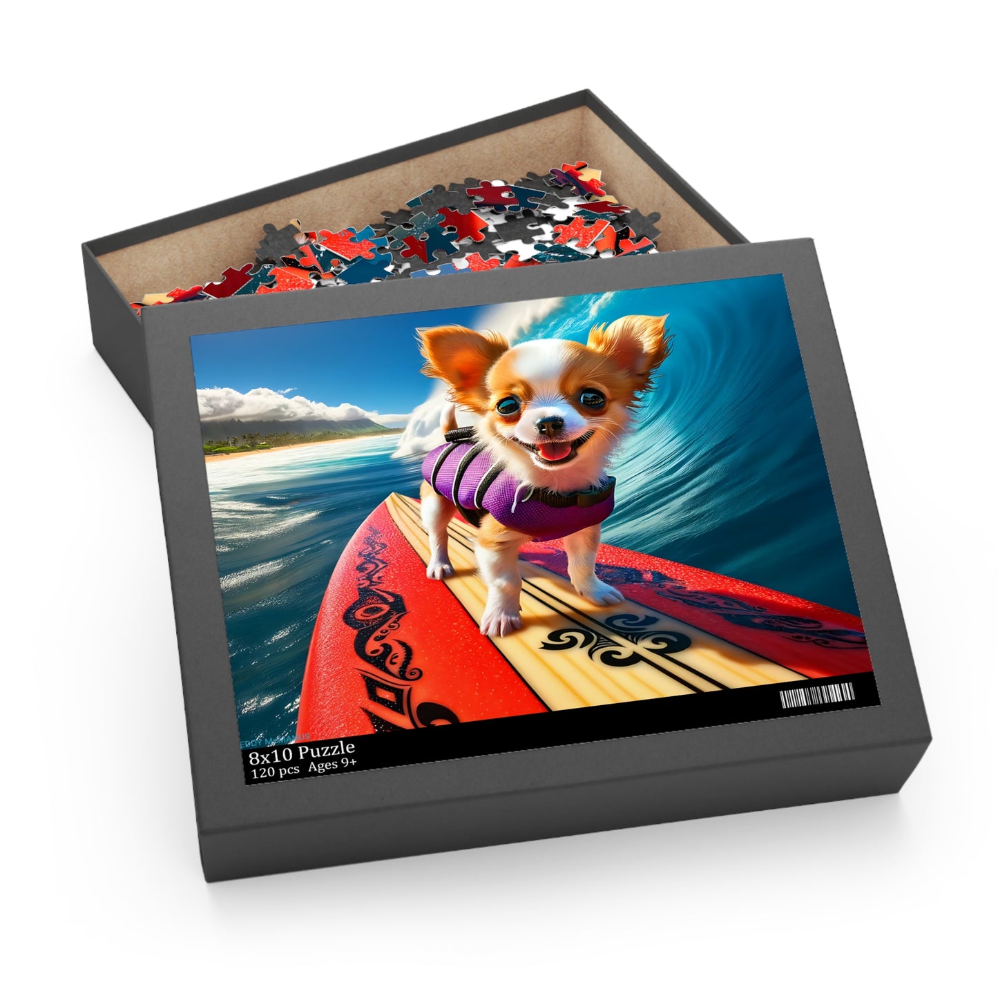 Surf Pups! Surfing Chihuahua Puppy Puzzle 5 - (120, 252, 500-Piece)
