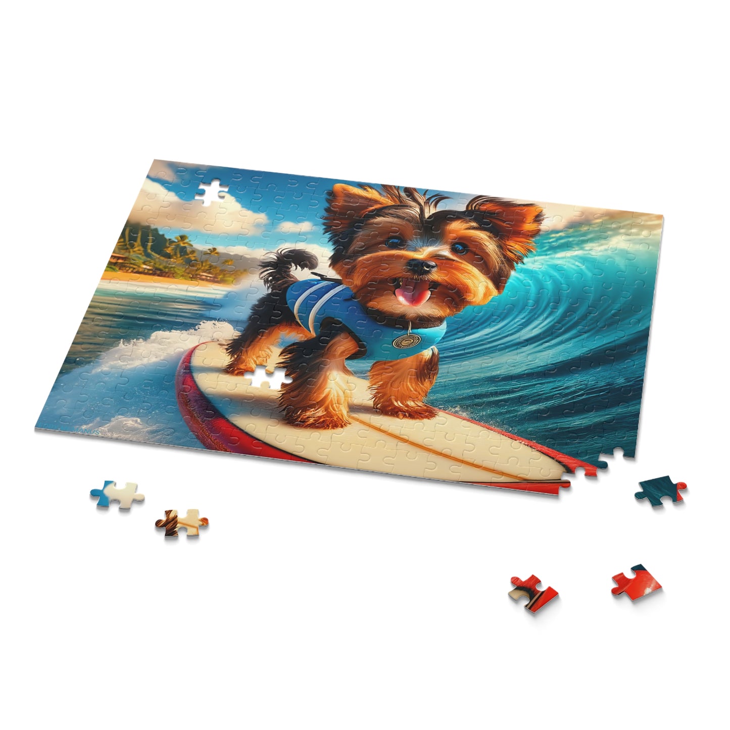 Surf Pups! Surfing Yorkie Puppy Puzzle 3 - (120, 252, 500-Piece)